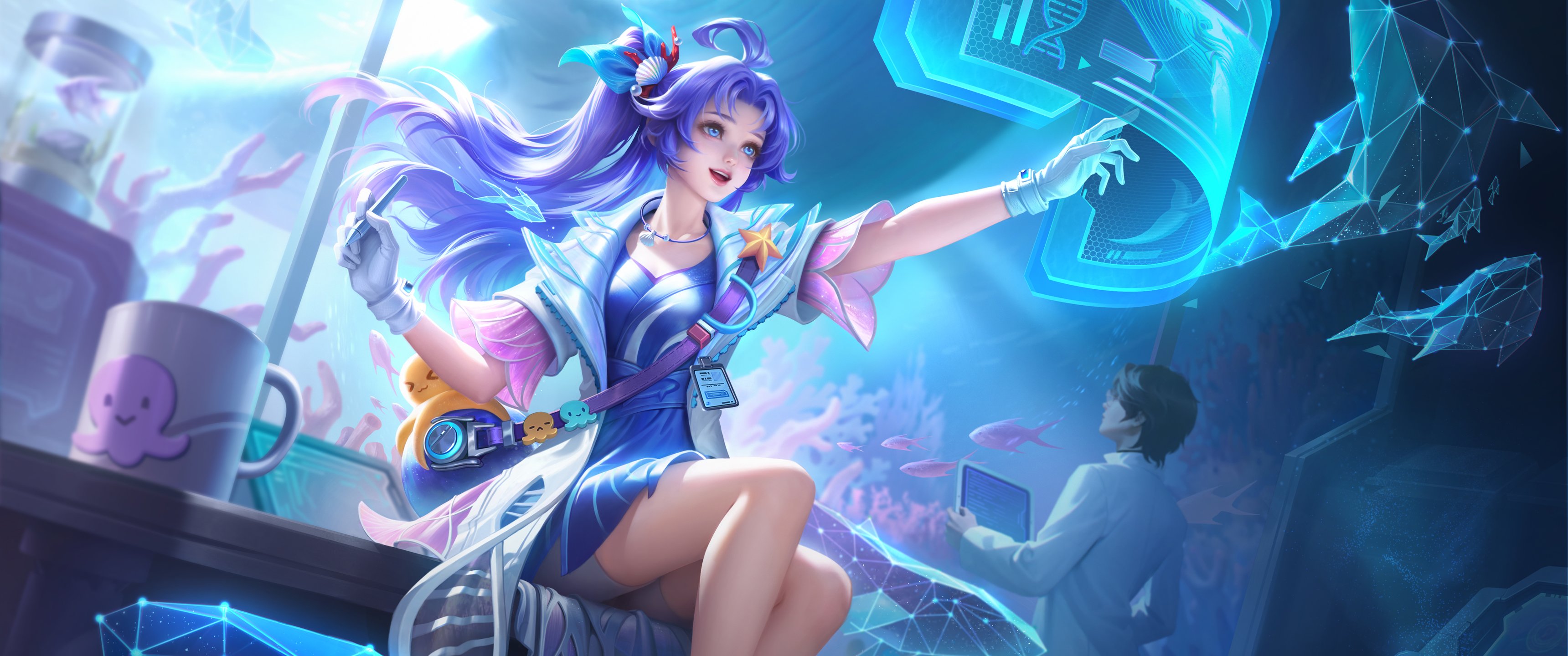 王者荣耀 朵莉亚-幻海寻迹 超清带鱼屏壁纸3440x1440