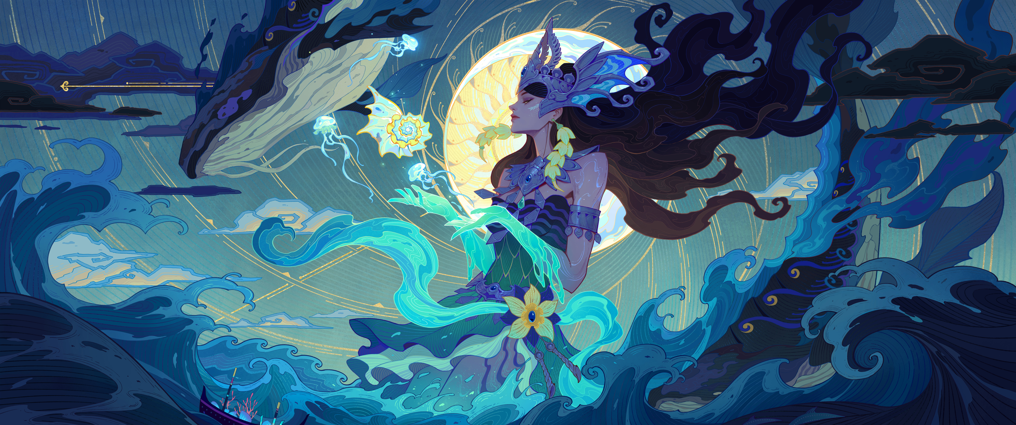 王者荣耀 海月 海之女神 3440x1440超清游戏壁纸