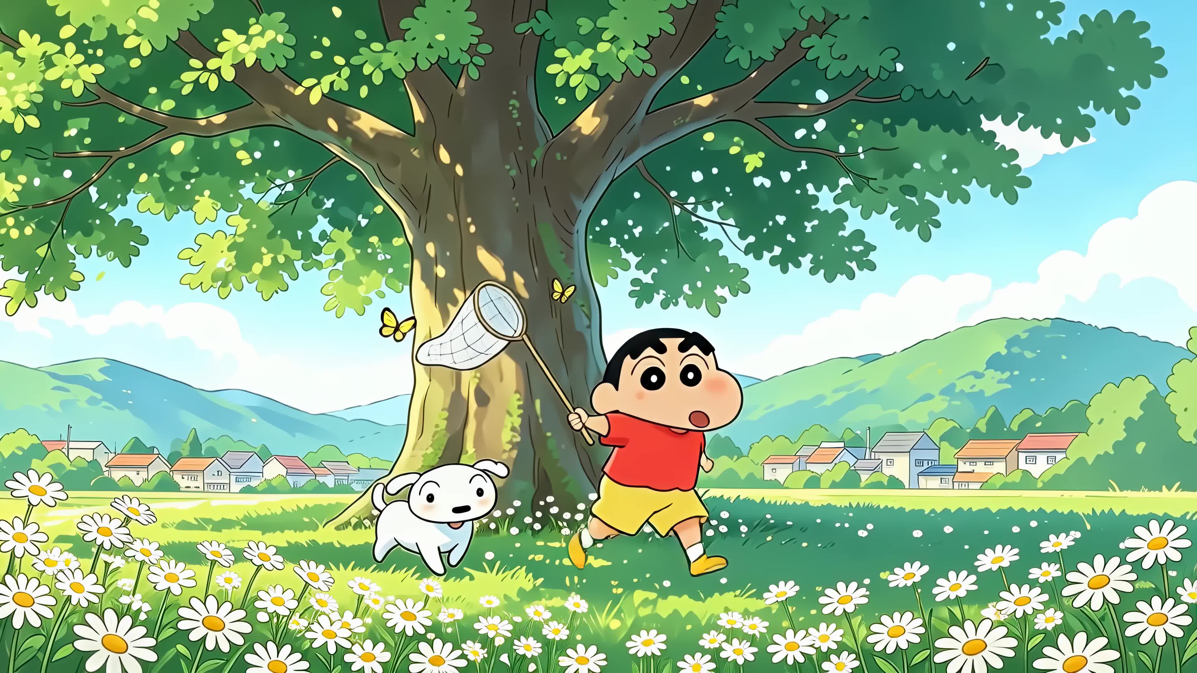 抓蝴蝶喽蜡笔小新
