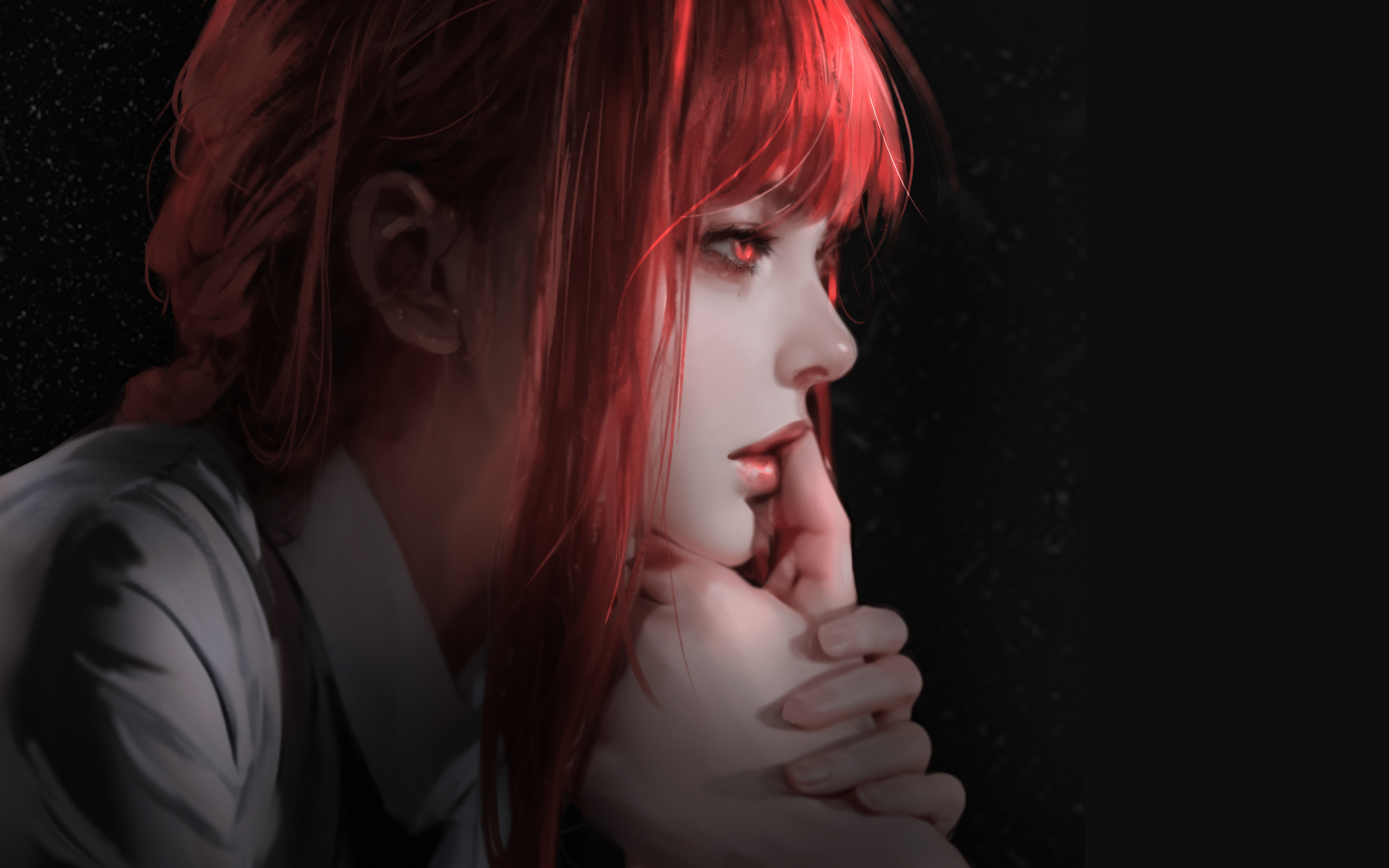 玛奇玛 红眼睛红发 暗黑 4K超清电脑壁纸3840x2400