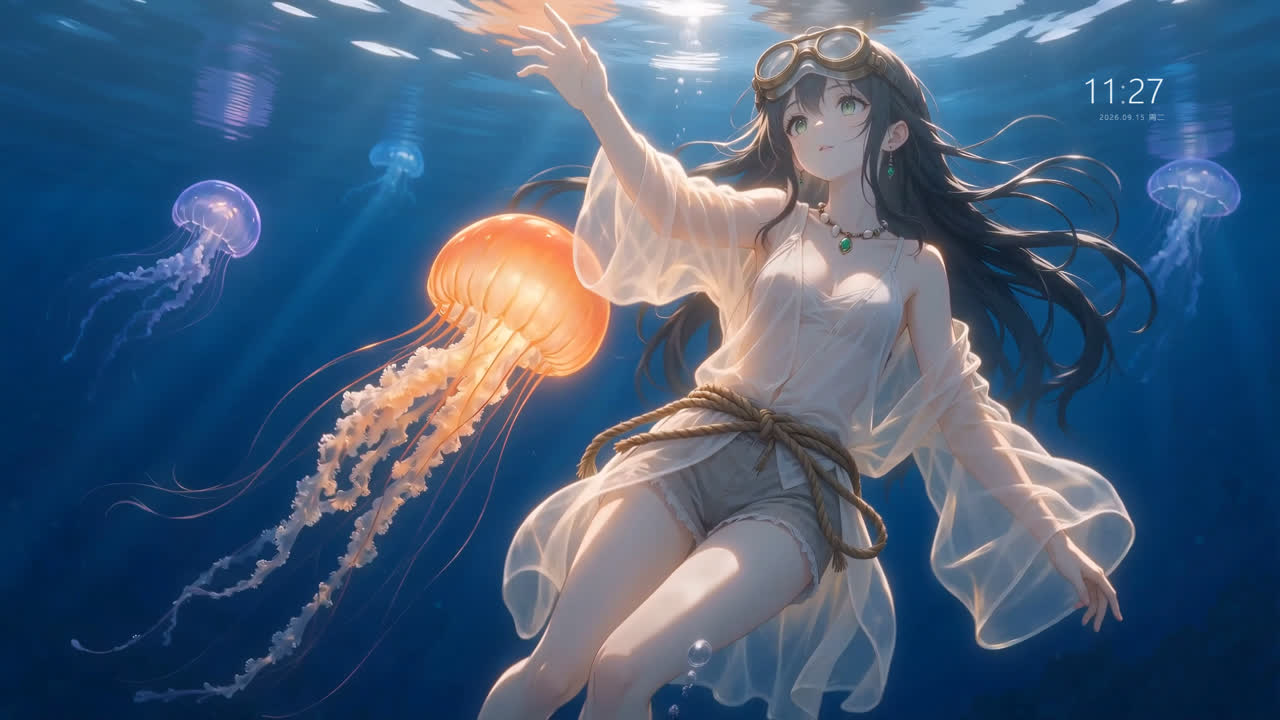 深海少女·【点击气泡·桌面时钟】