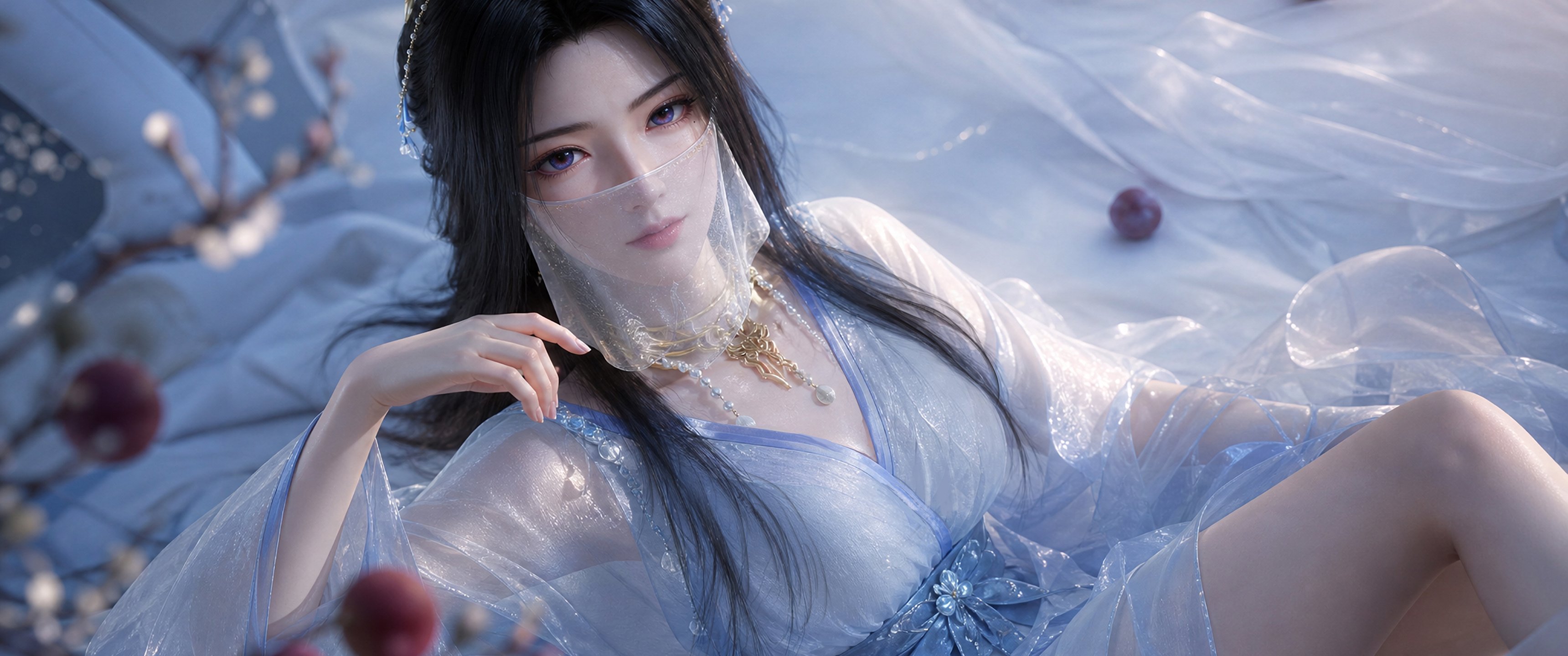 紫灵 凡人修仙传 缤纷夏日 高清带鱼屏壁纸3440x1440
