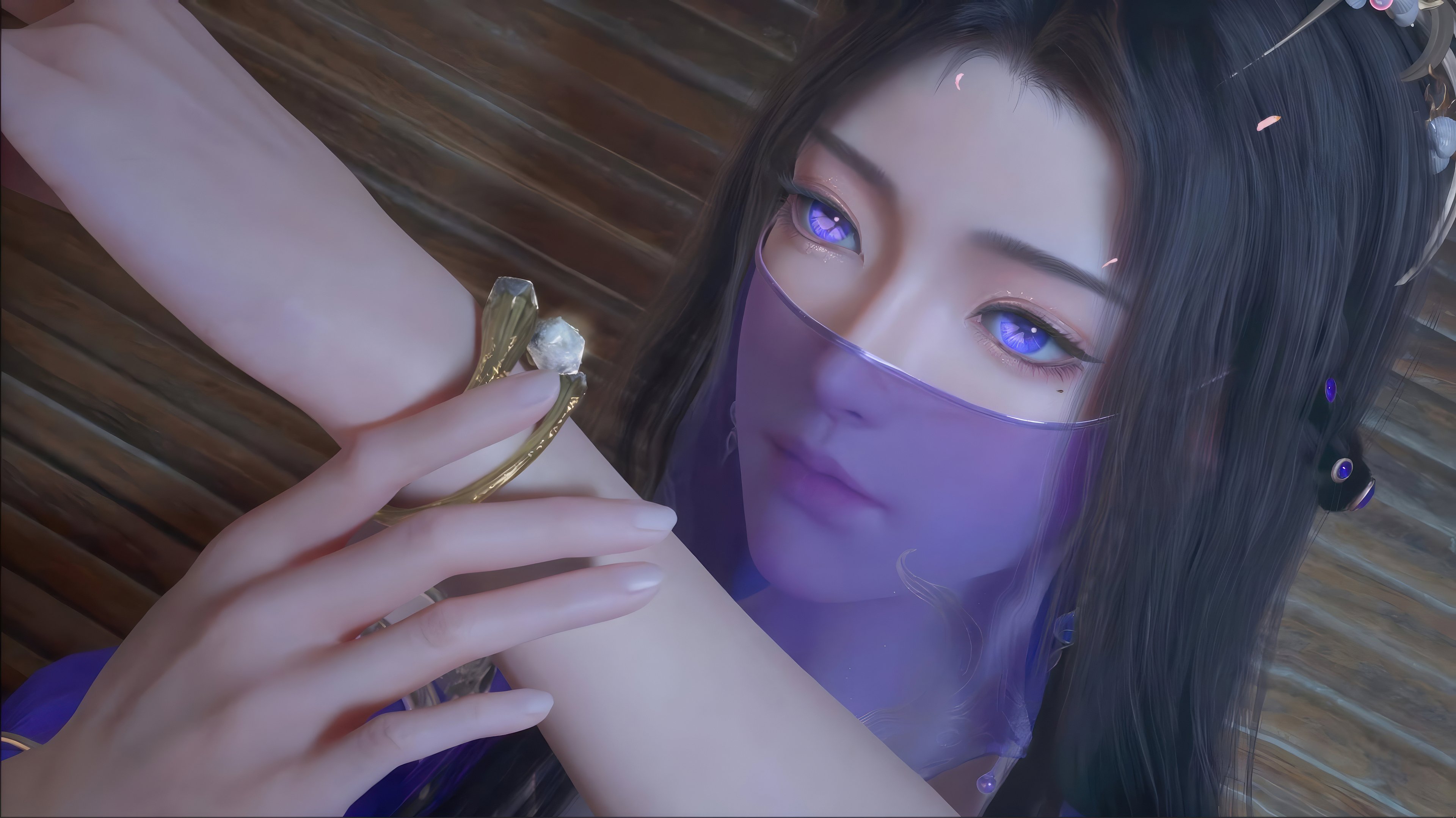 紫灵 紫色面纱 凡人修仙传4K电脑壁纸3840x2160