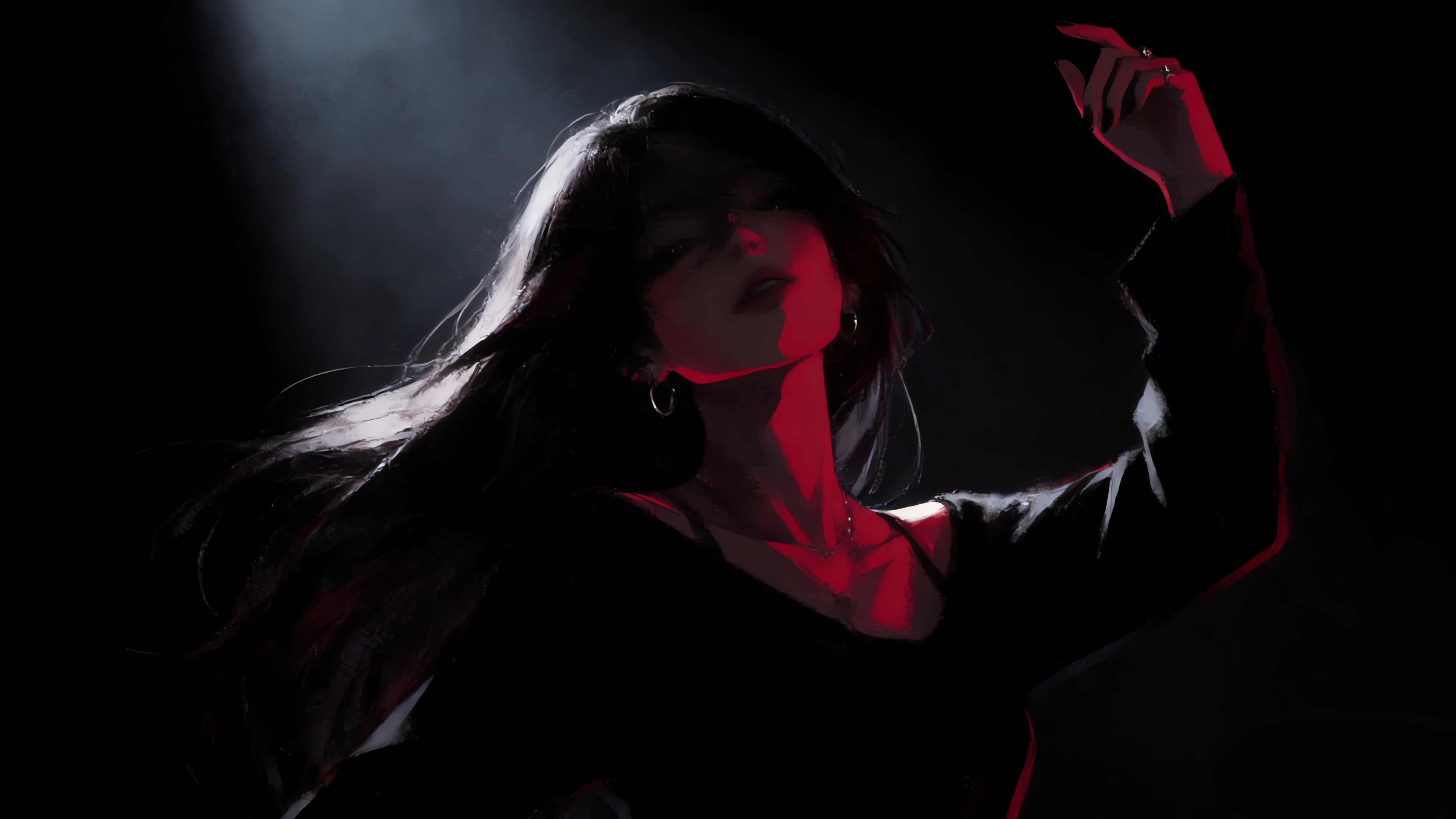 美女 舞蹈 光影 暗黑 4K电脑壁纸3840x2160