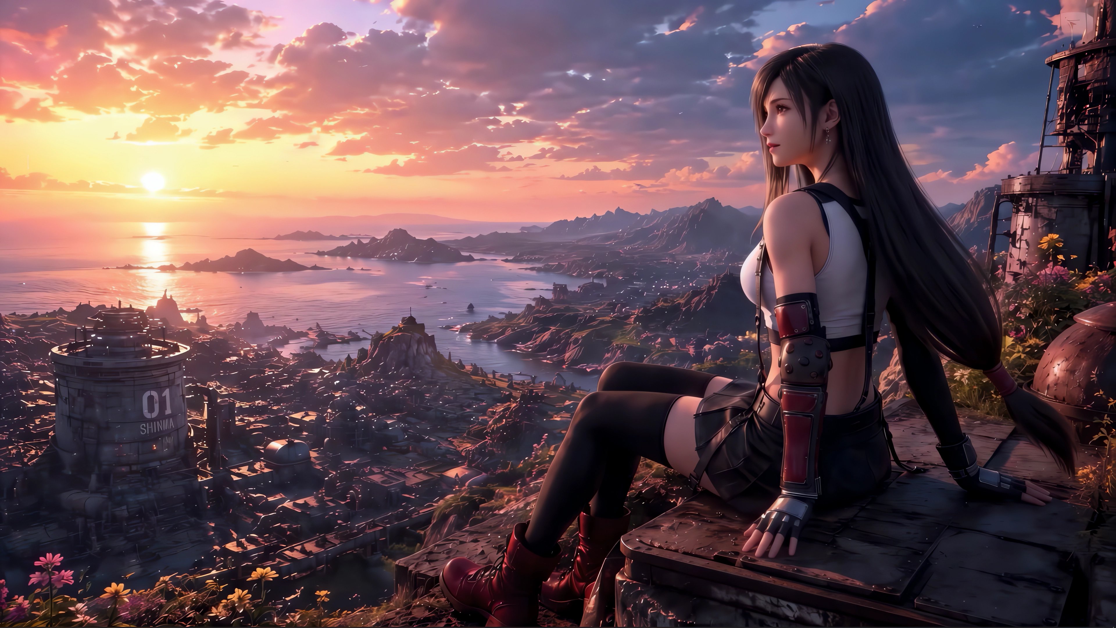 蒂法 远眺 游戏风景美女4k壁纸 3840x2160