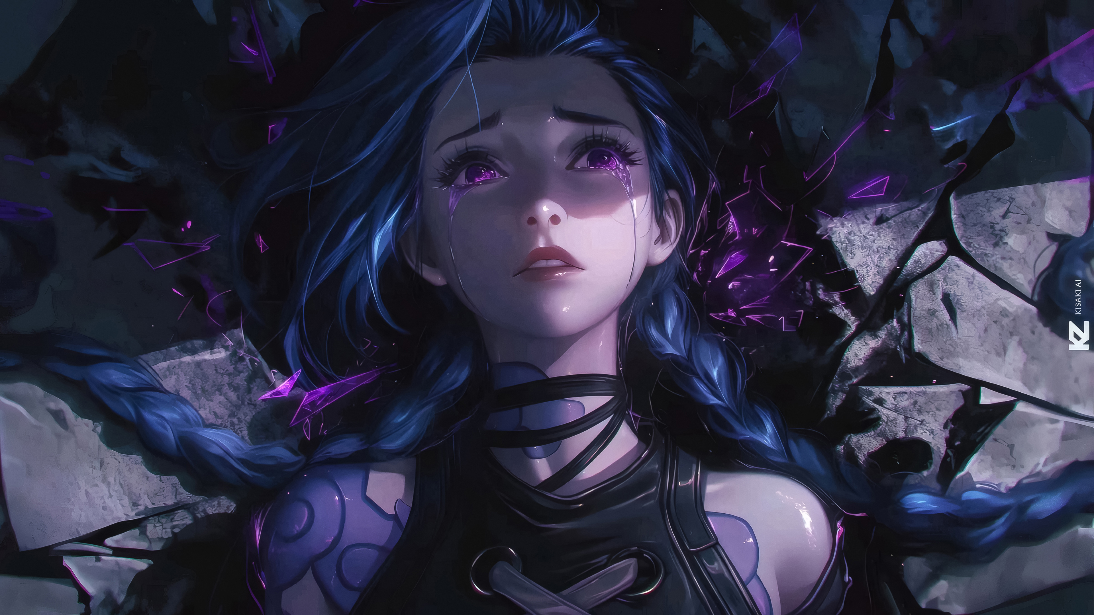 金克丝 泪落 暗黑风 4K壁纸 3840x2160