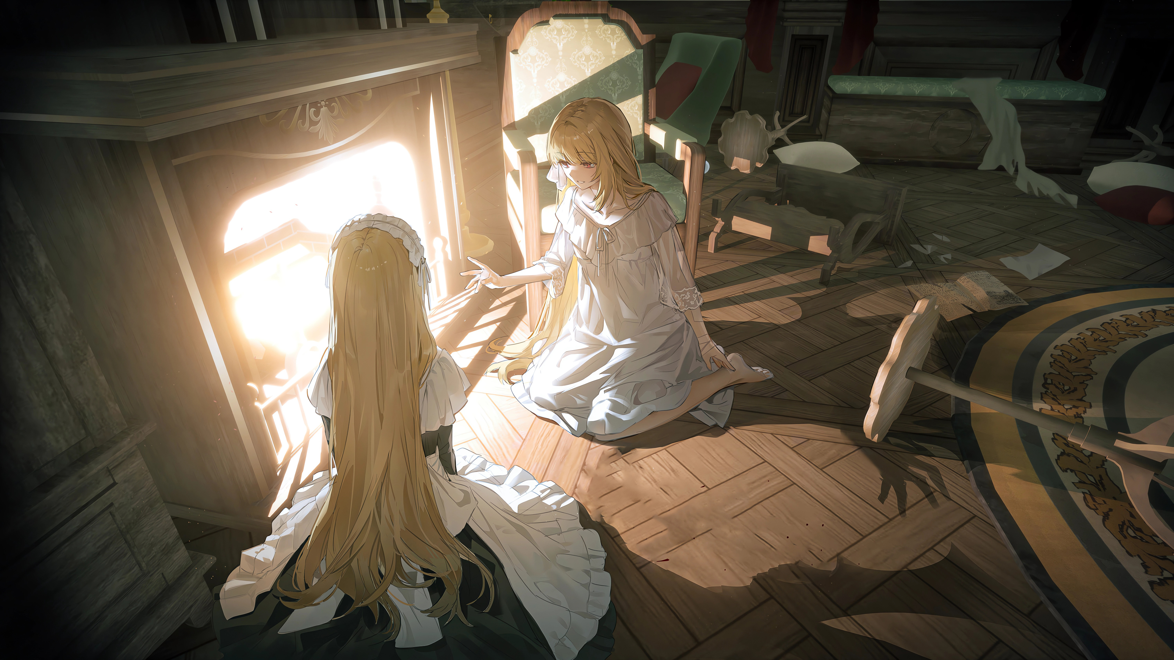 金发少女 房间 4K动漫壁纸3840x2160