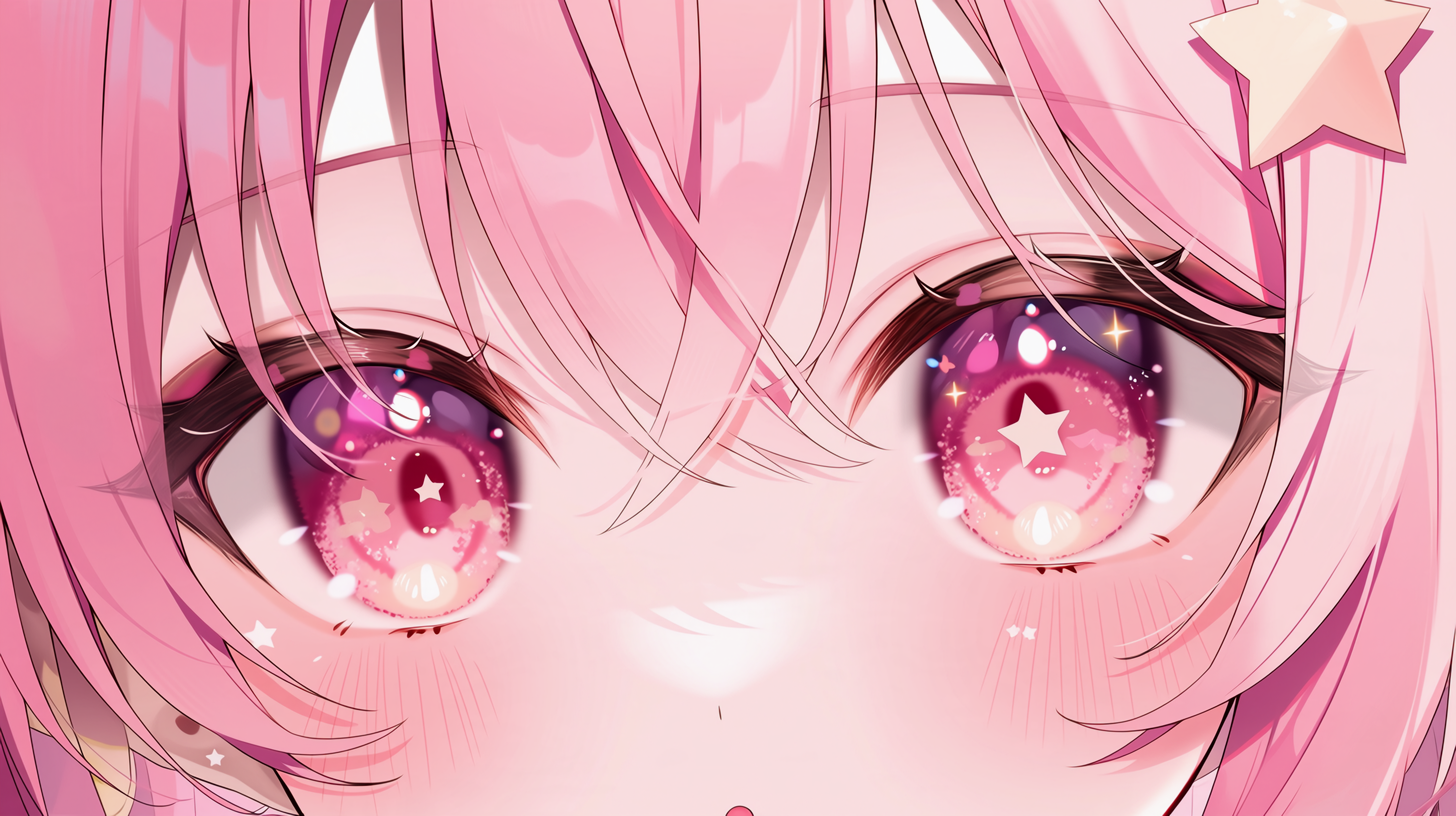 粉发少女动漫插画