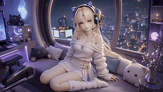 都市夜景猫耳少女穗穗