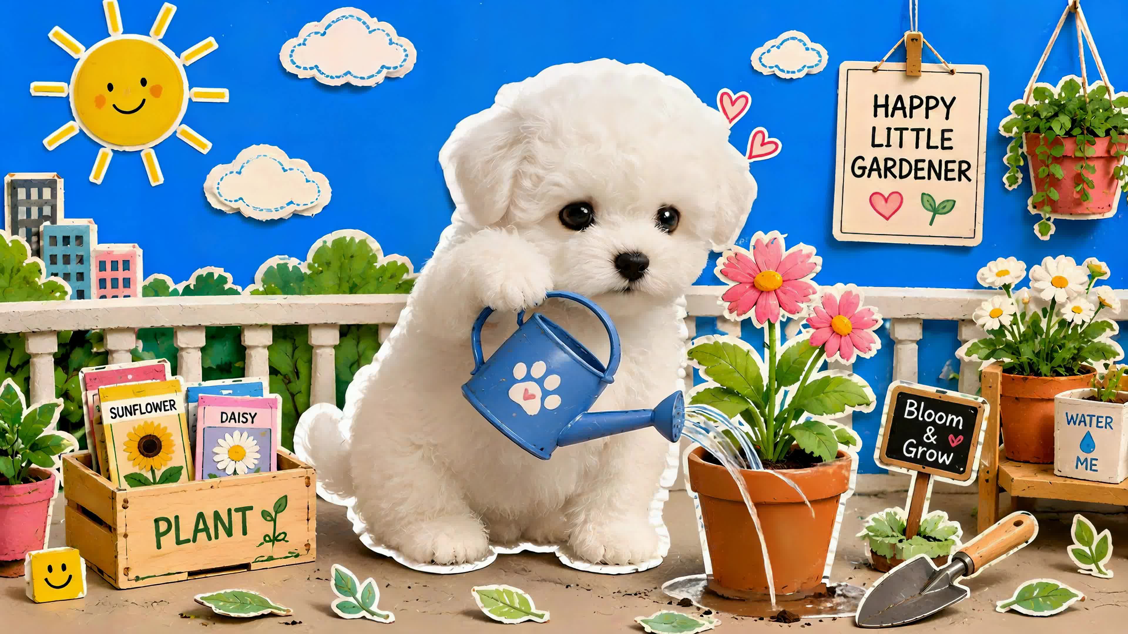 可爱萌犬小小园丁