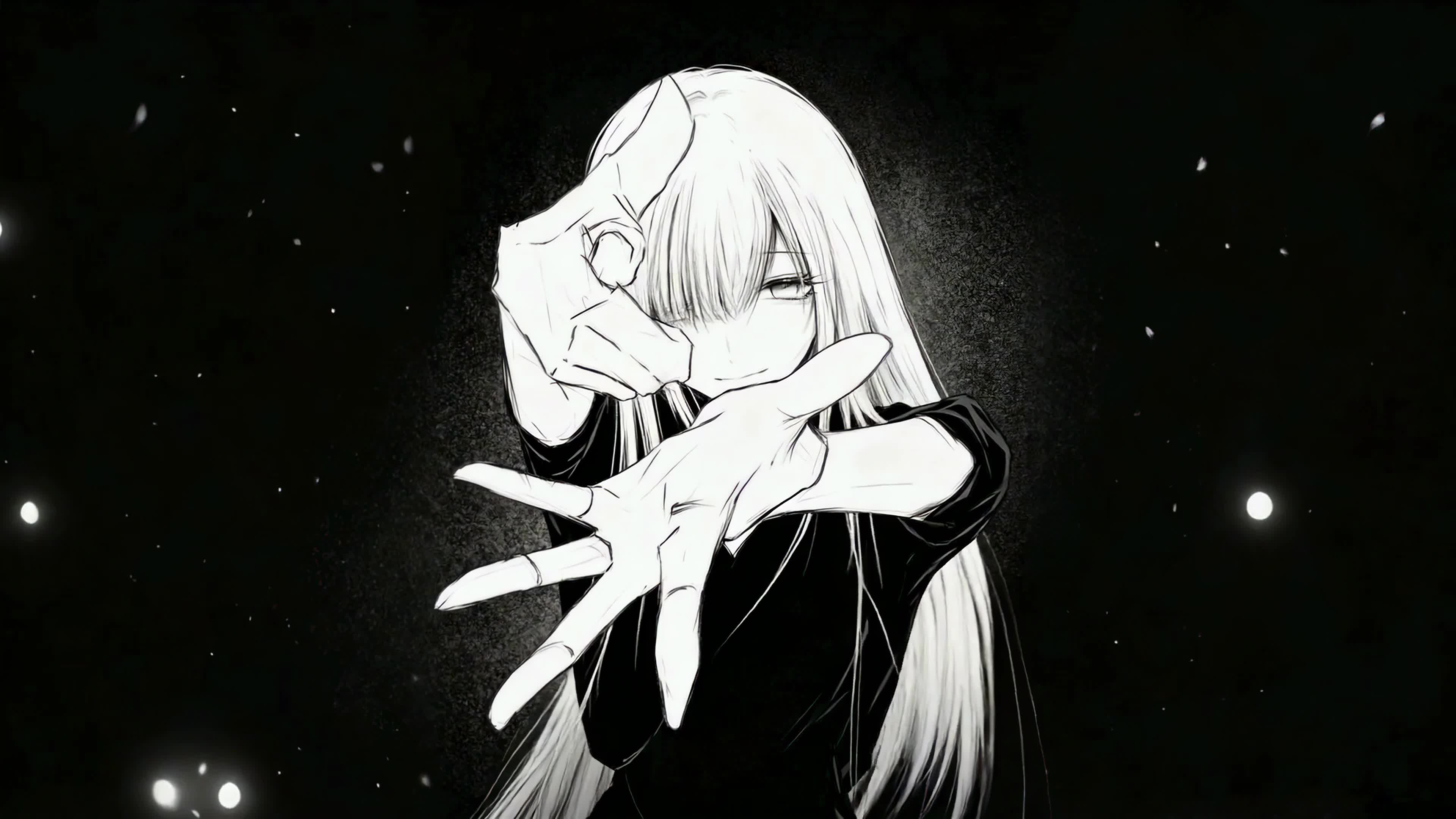 黑白长发少女