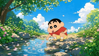 溪边玩闹蜡笔小新