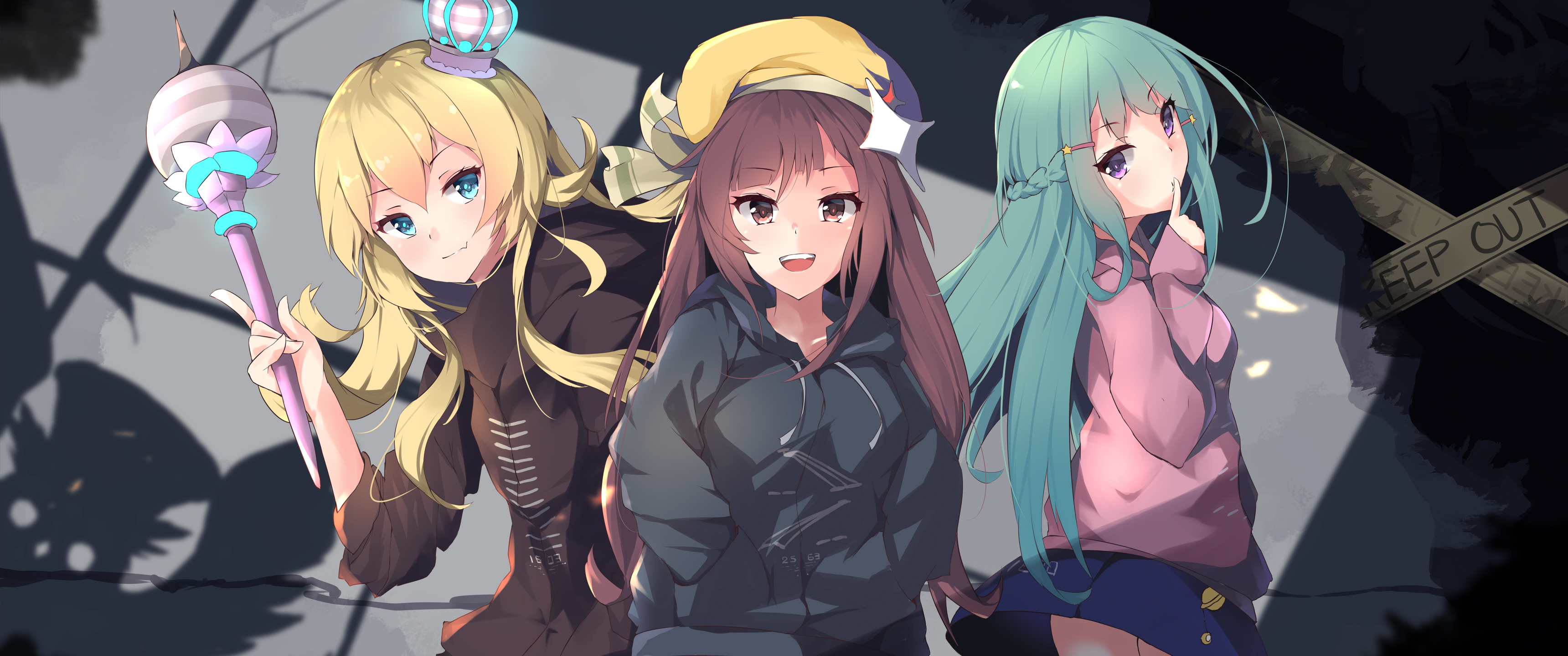 二次元三个可爱动漫少女