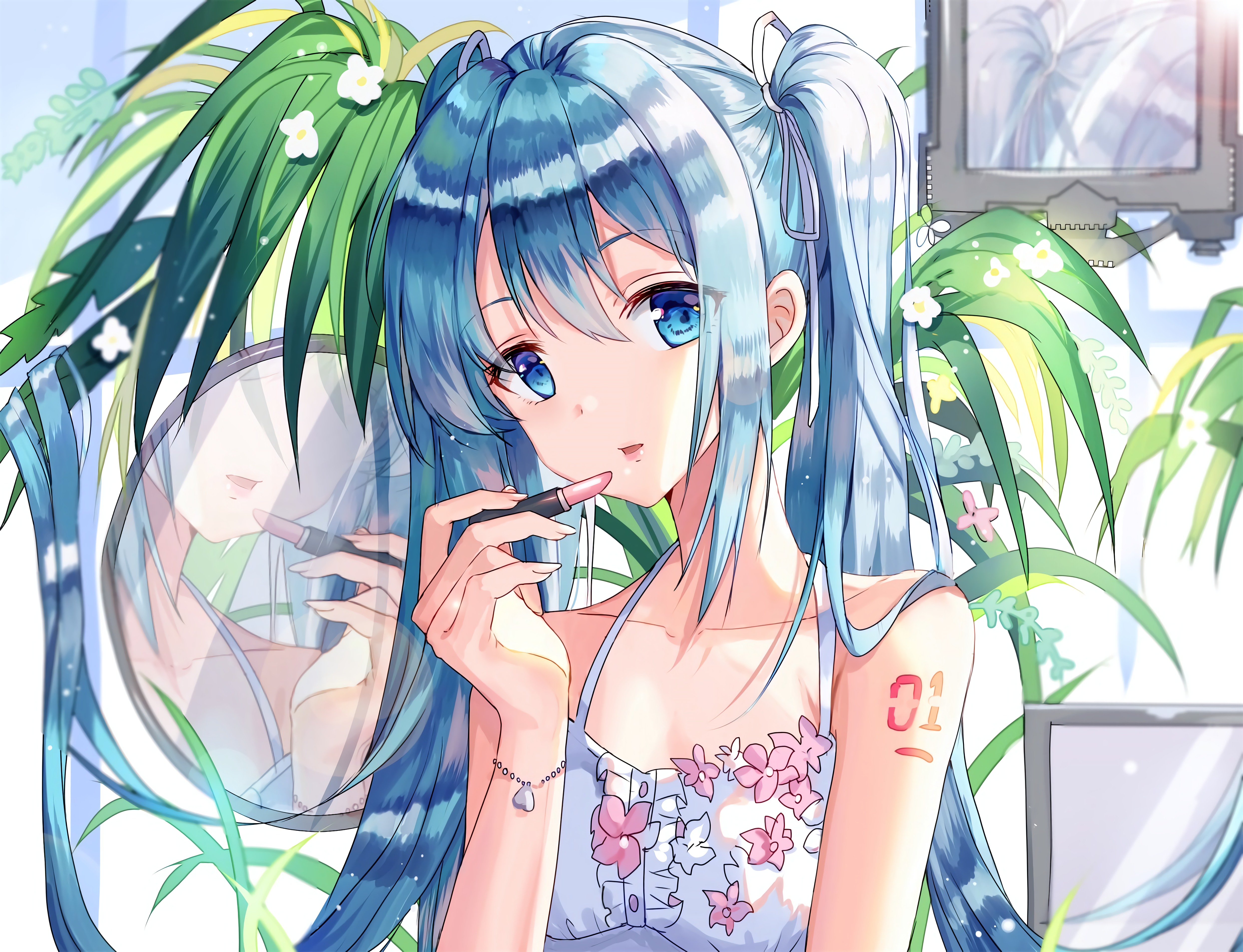 初音未来 口红 化装 4k
