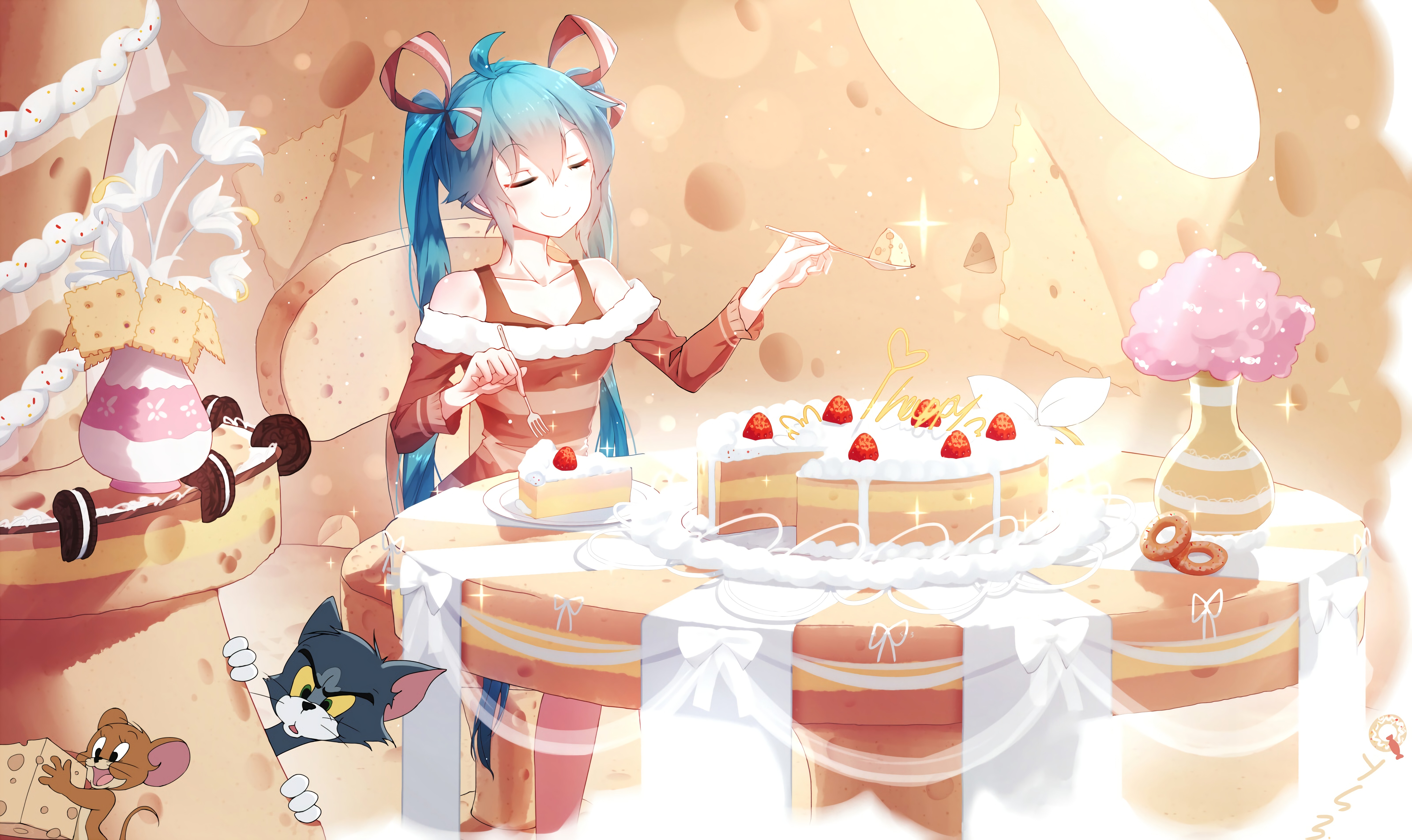 初音未来 生日蛋糕 猫和