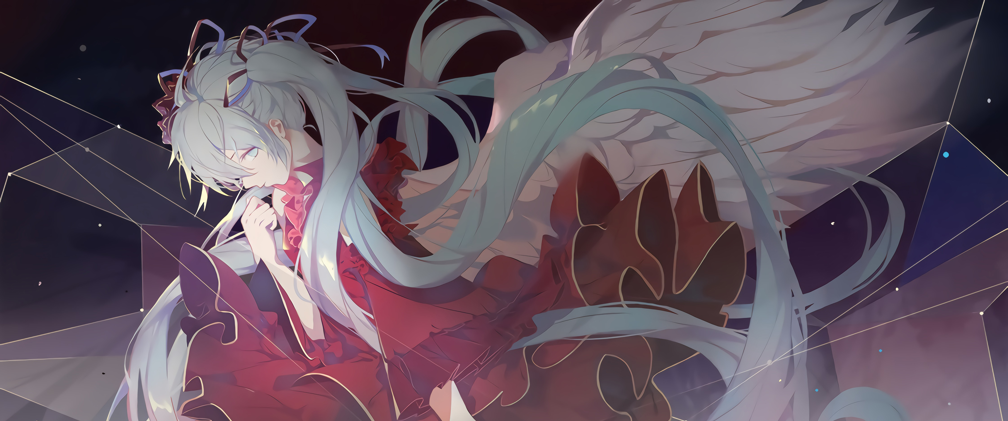 初音未来 红色裙子3440x