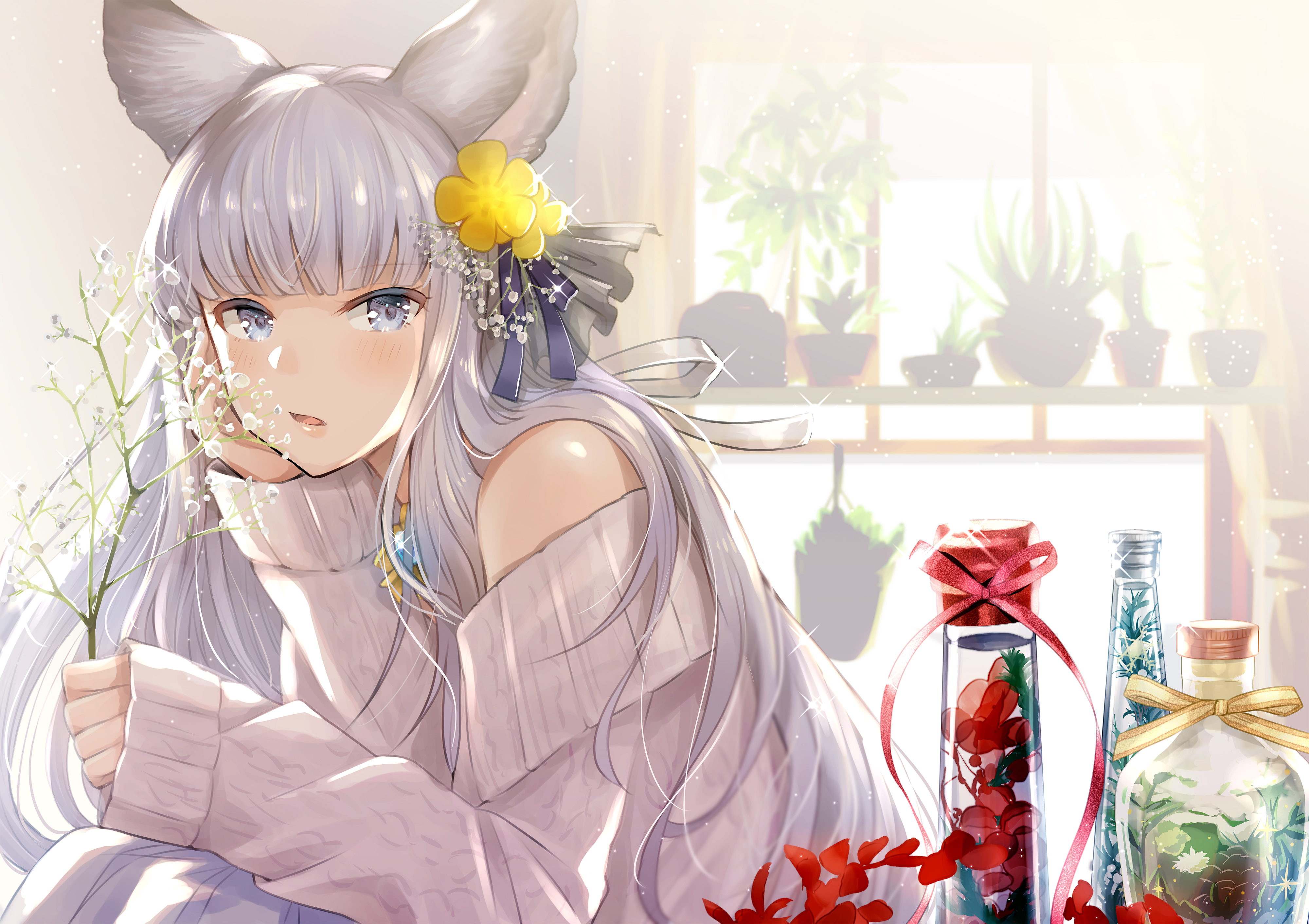 动物耳朵 动漫美女 植物