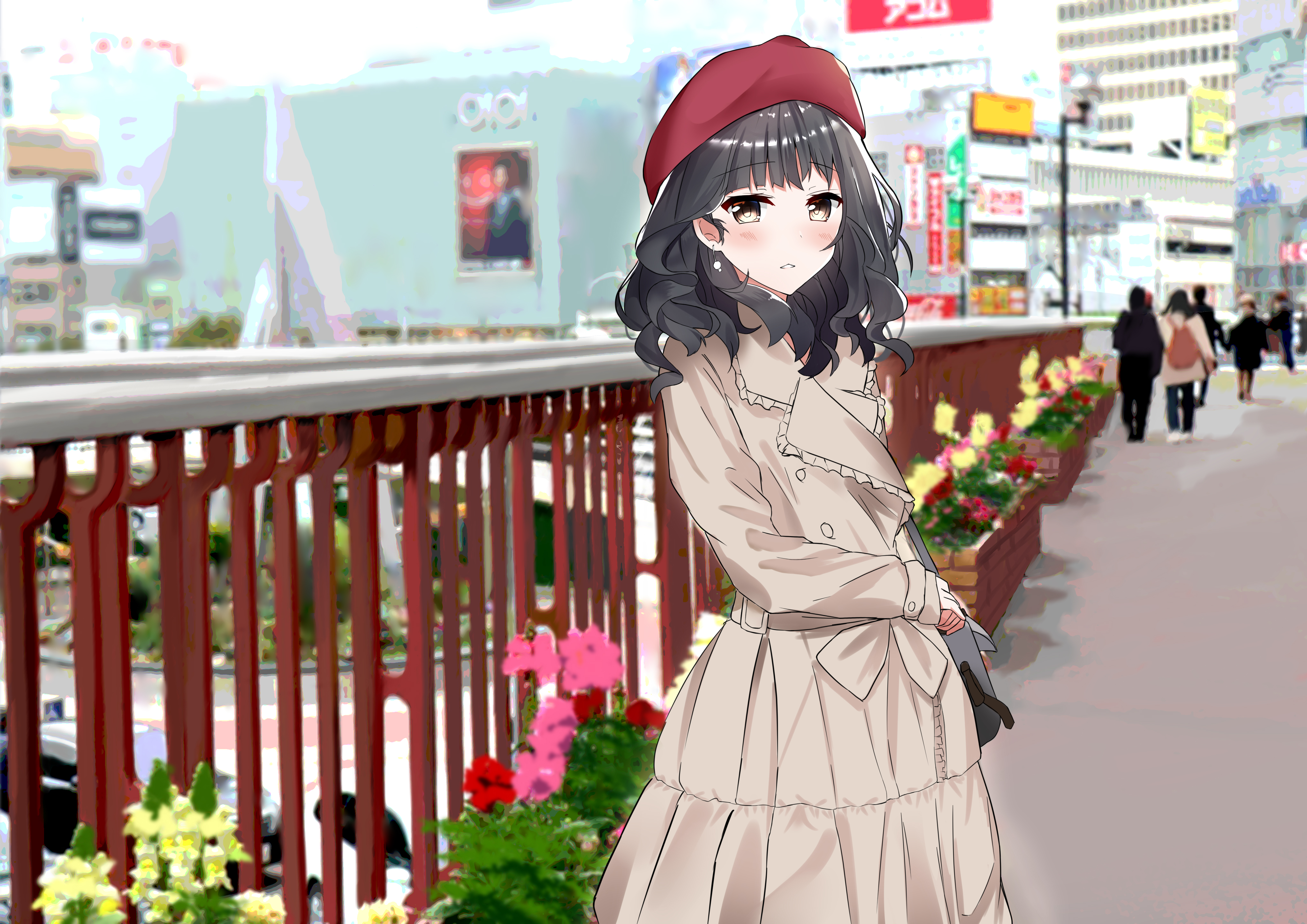 城市 女孩 帽子 裙子 二