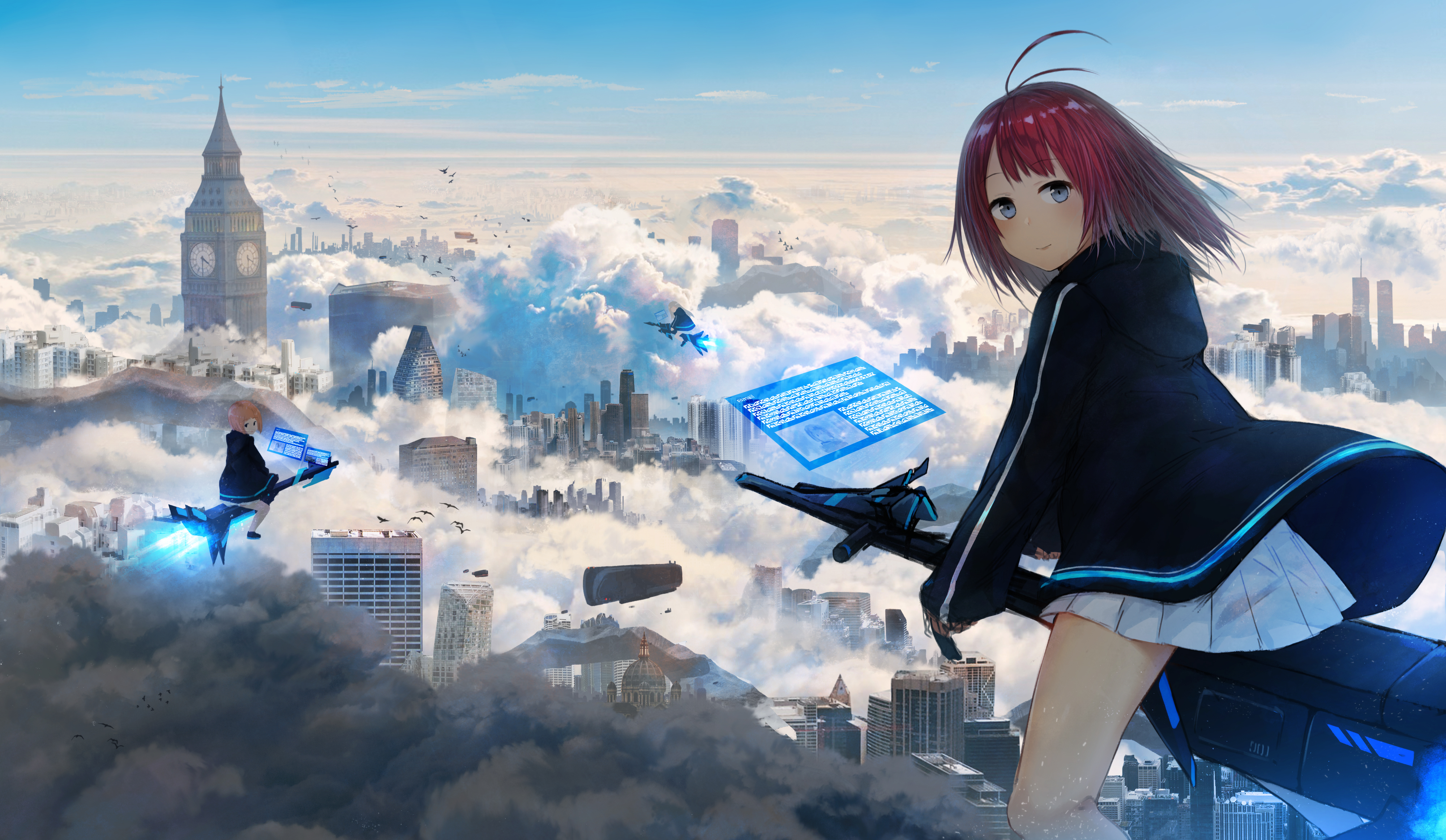 天空 云 城市 飞行少女4