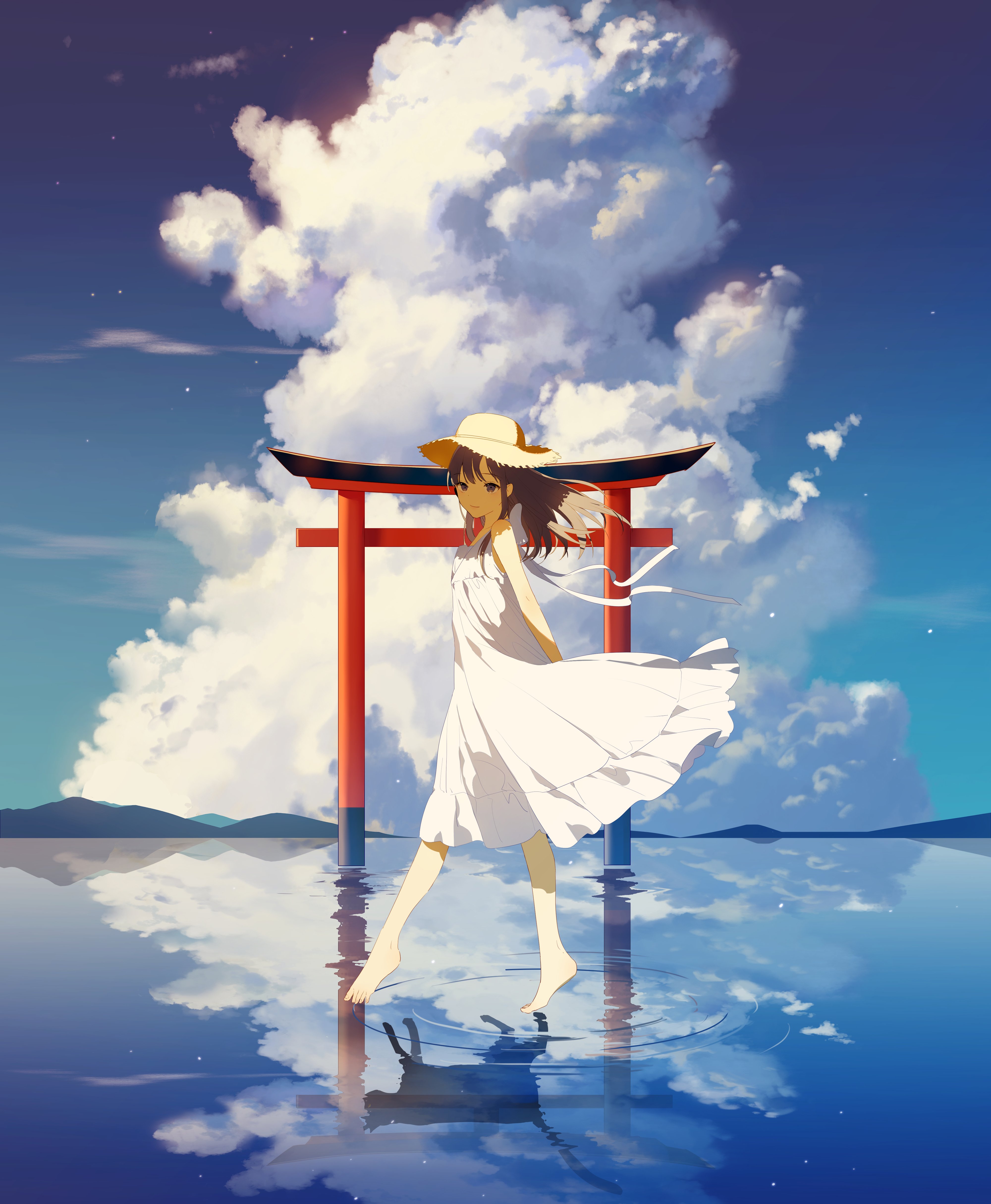 天空 云 海水 夏装连衣
