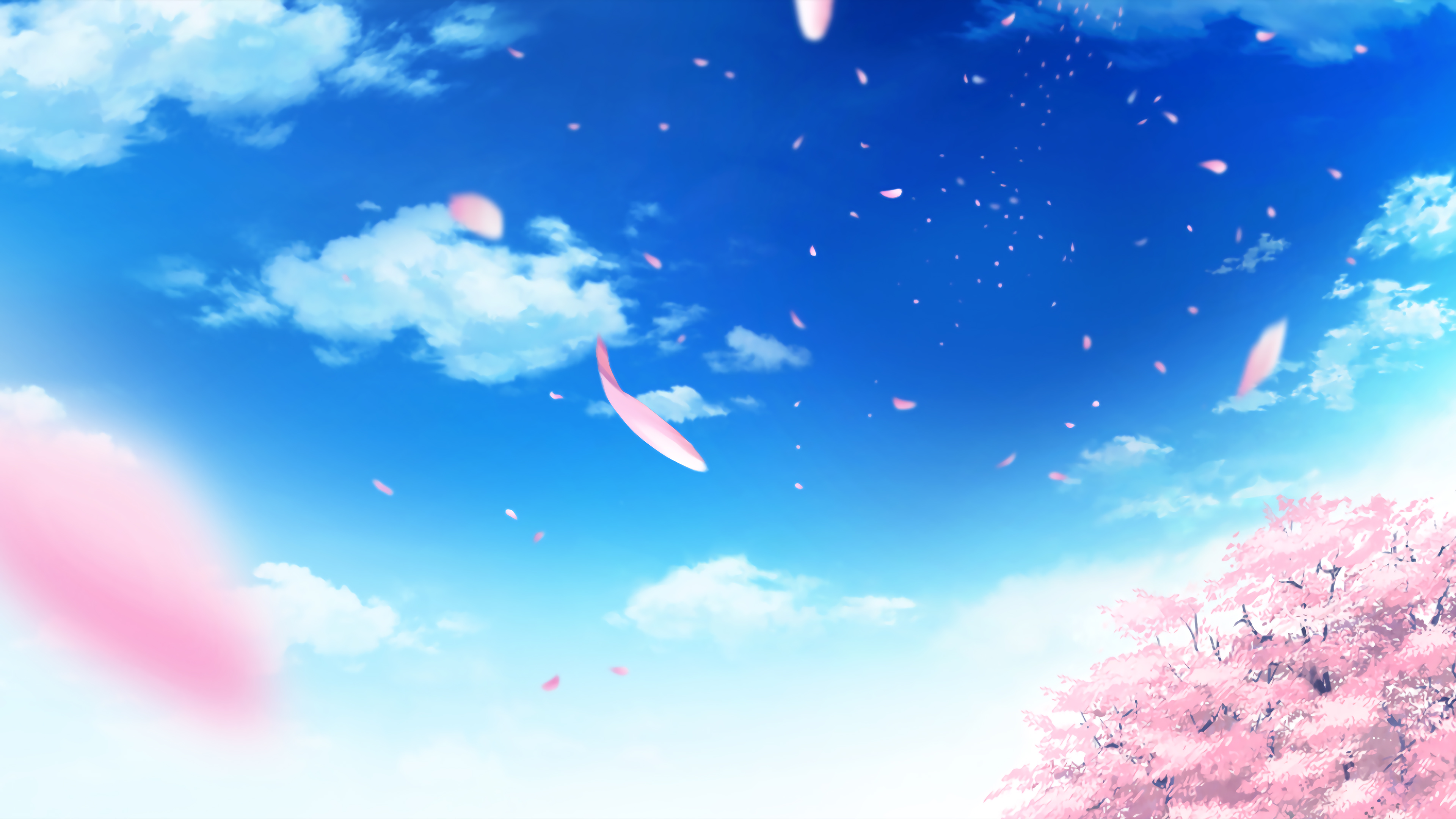 天空云唯美花瓣4K动漫风