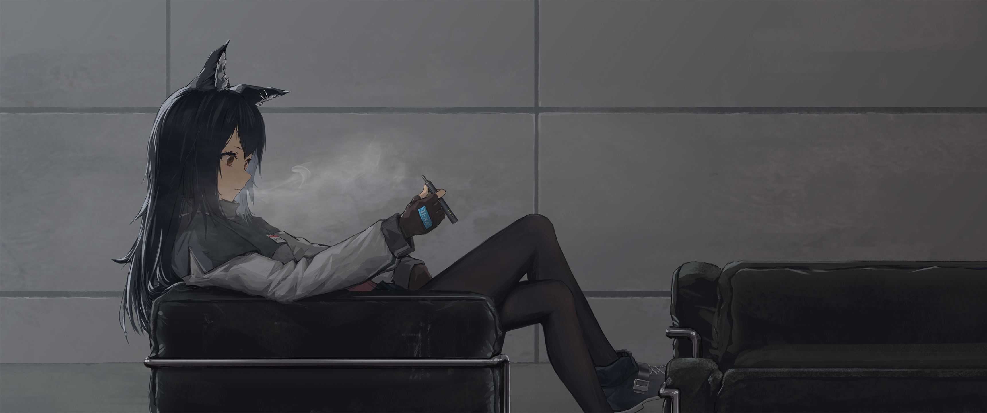 女生 耳朵 沙发 3440x14