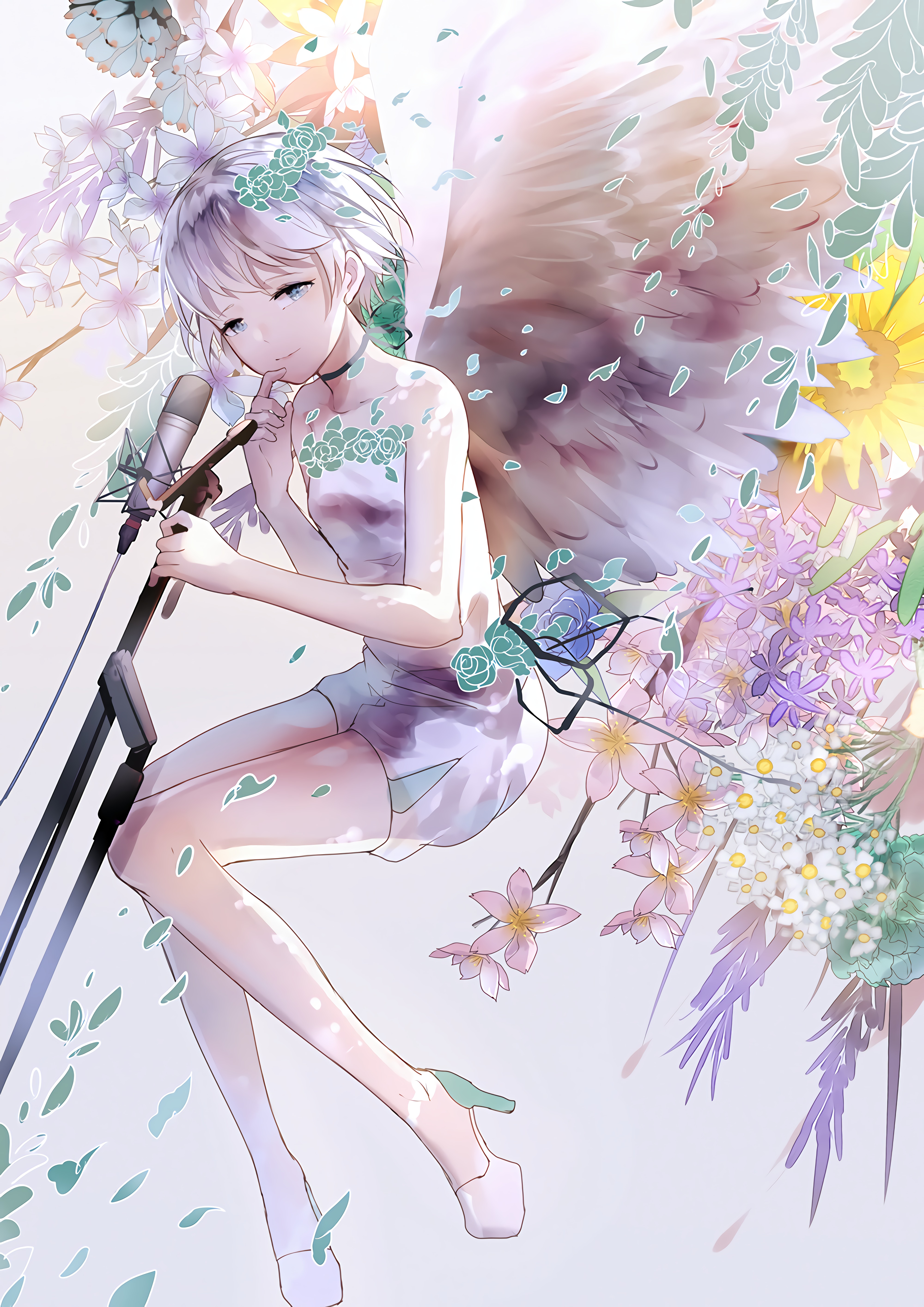 女生天使 鲜花 唯美5k动