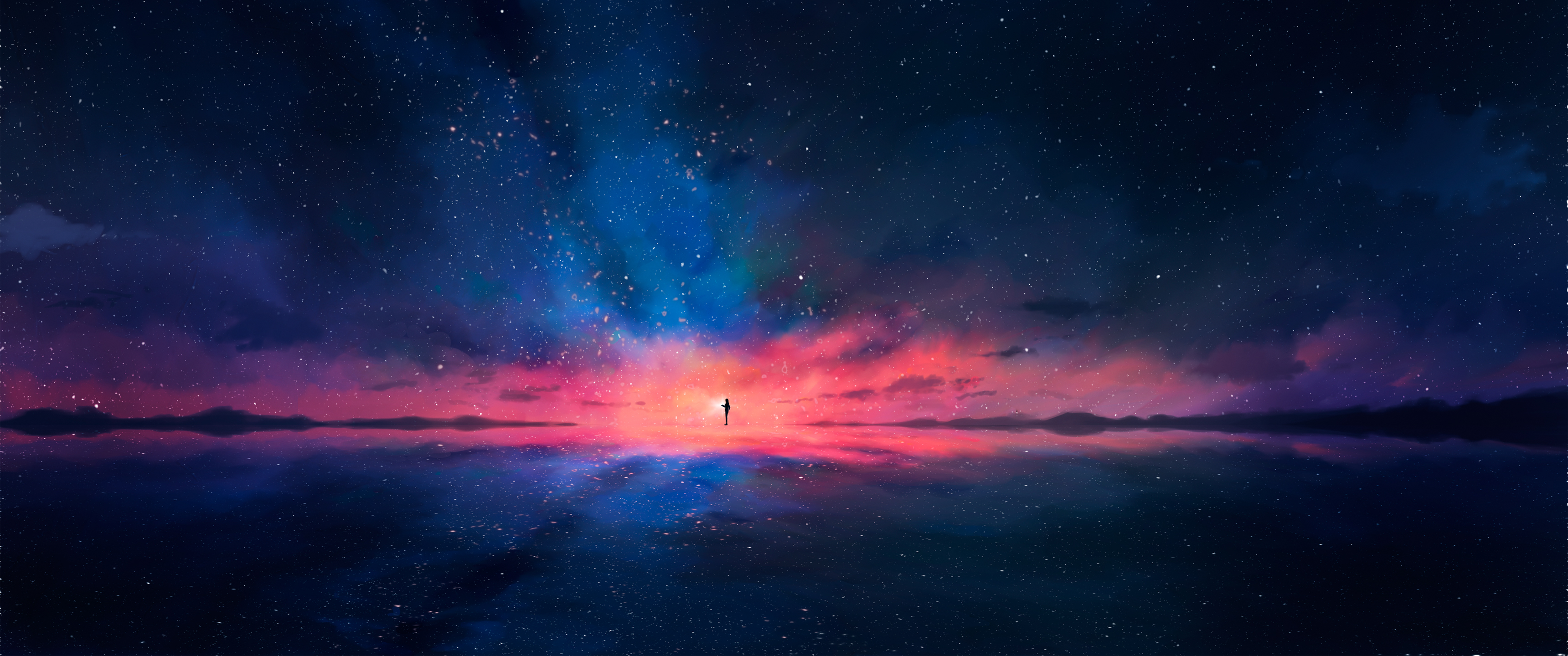 星空背景 绘画 夜空 人