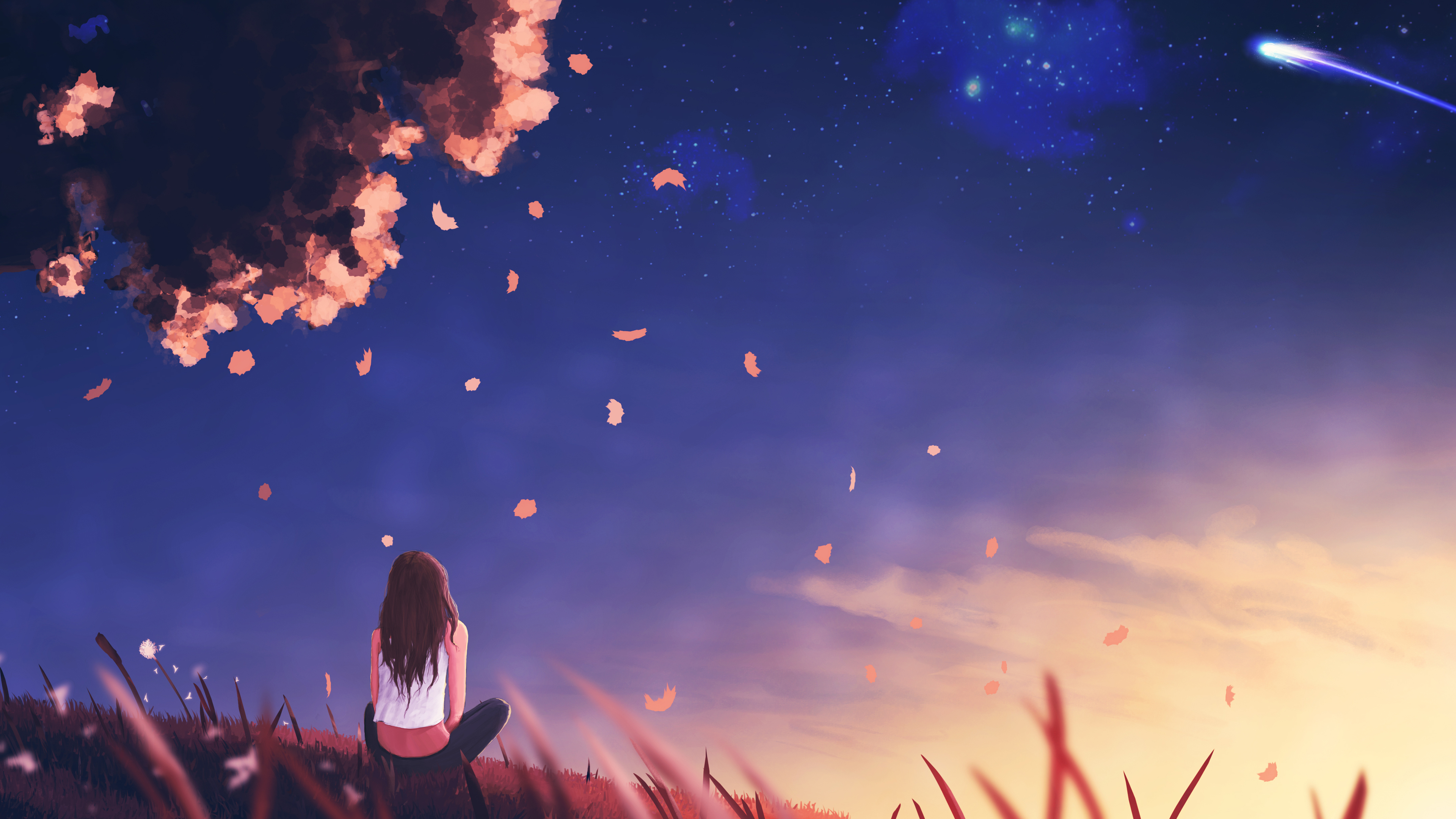 梦想女孩 希望 天空 树