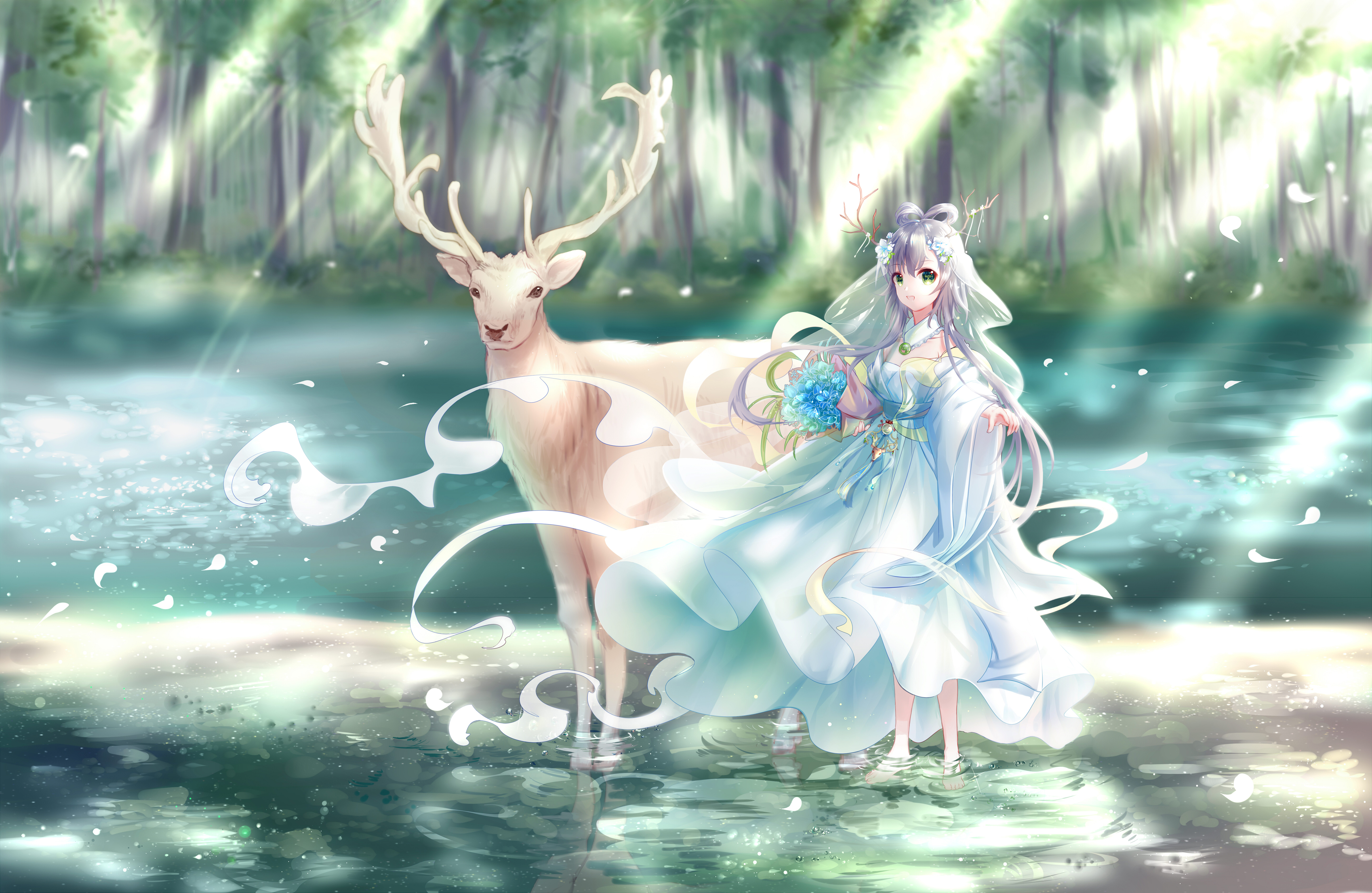 洛天依 森林 水上鹿 绿