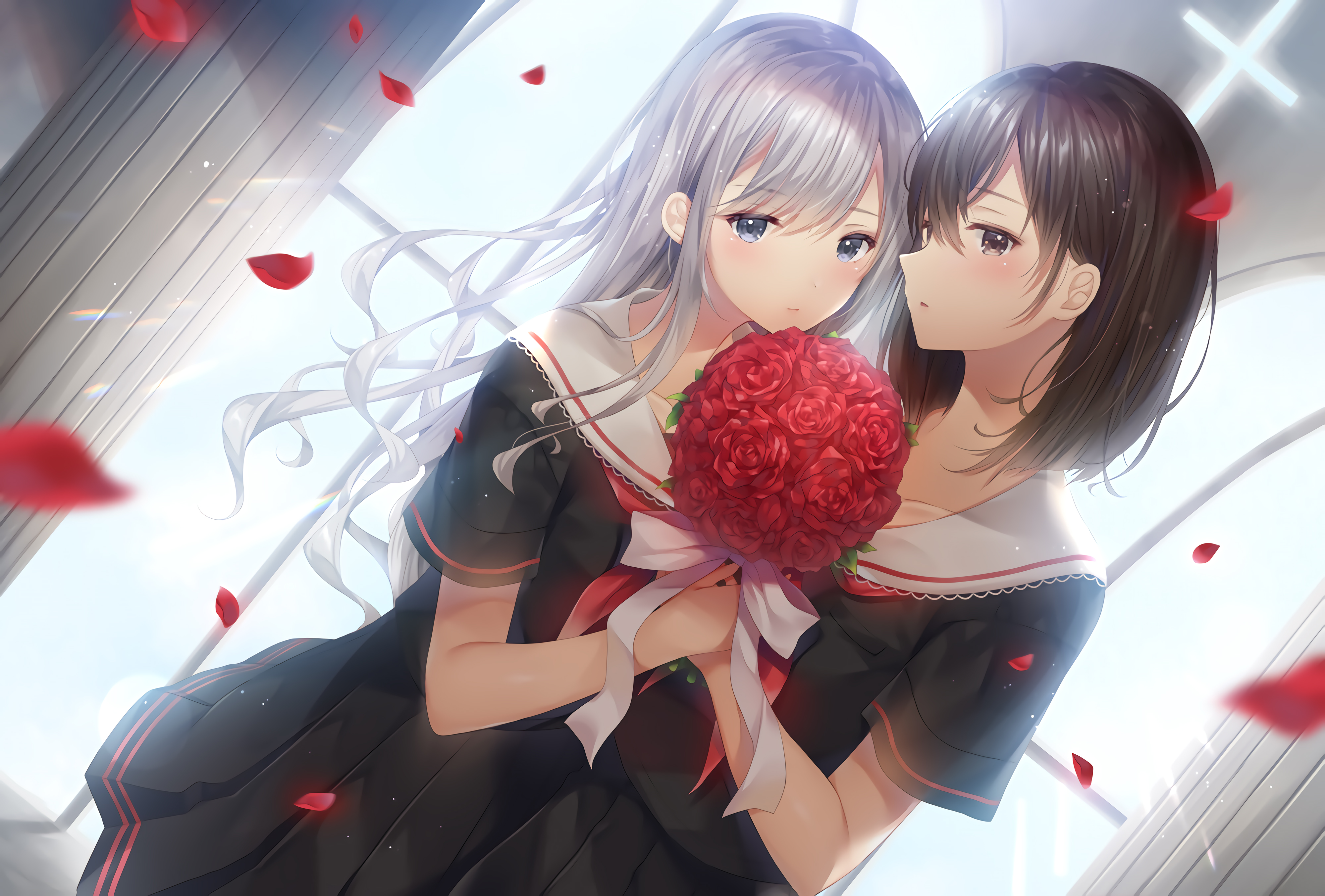 百合 两个女孩 相爱 唯