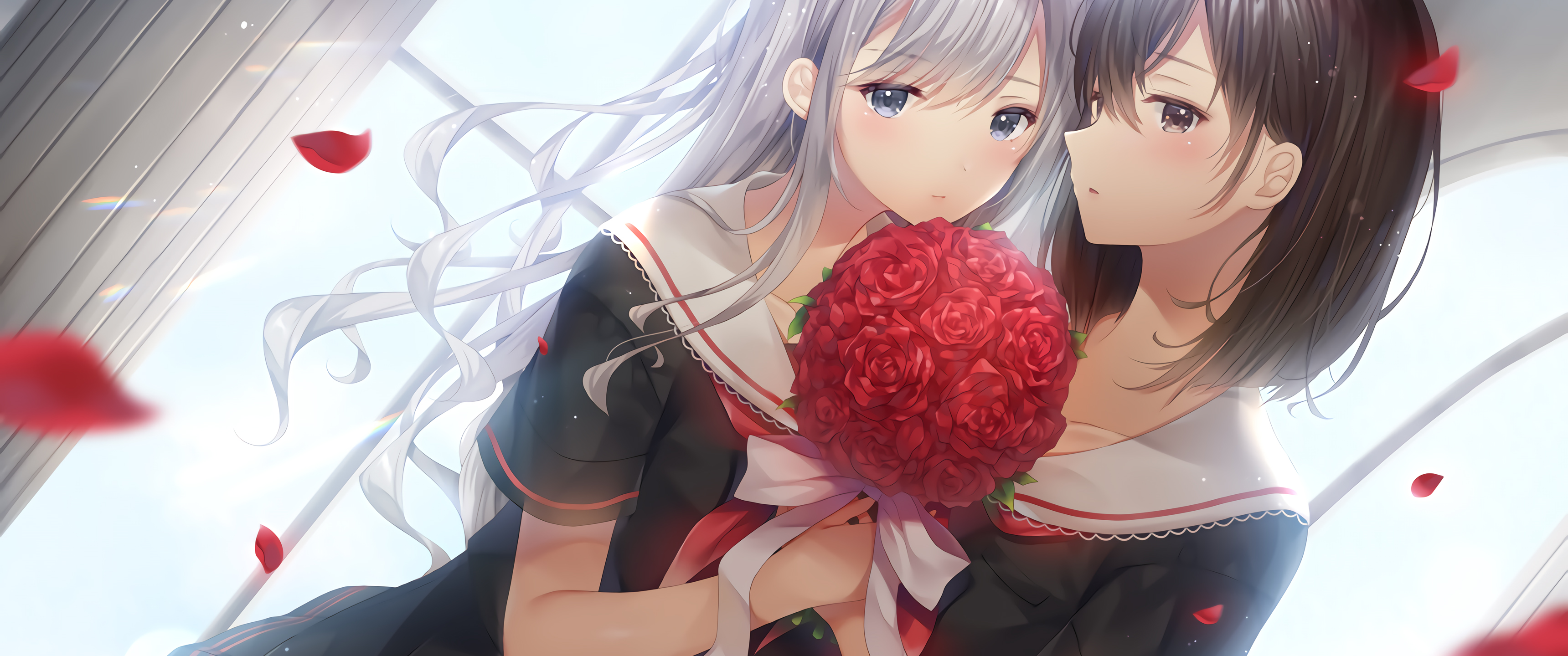 红色百合花 女孩相爱 唯