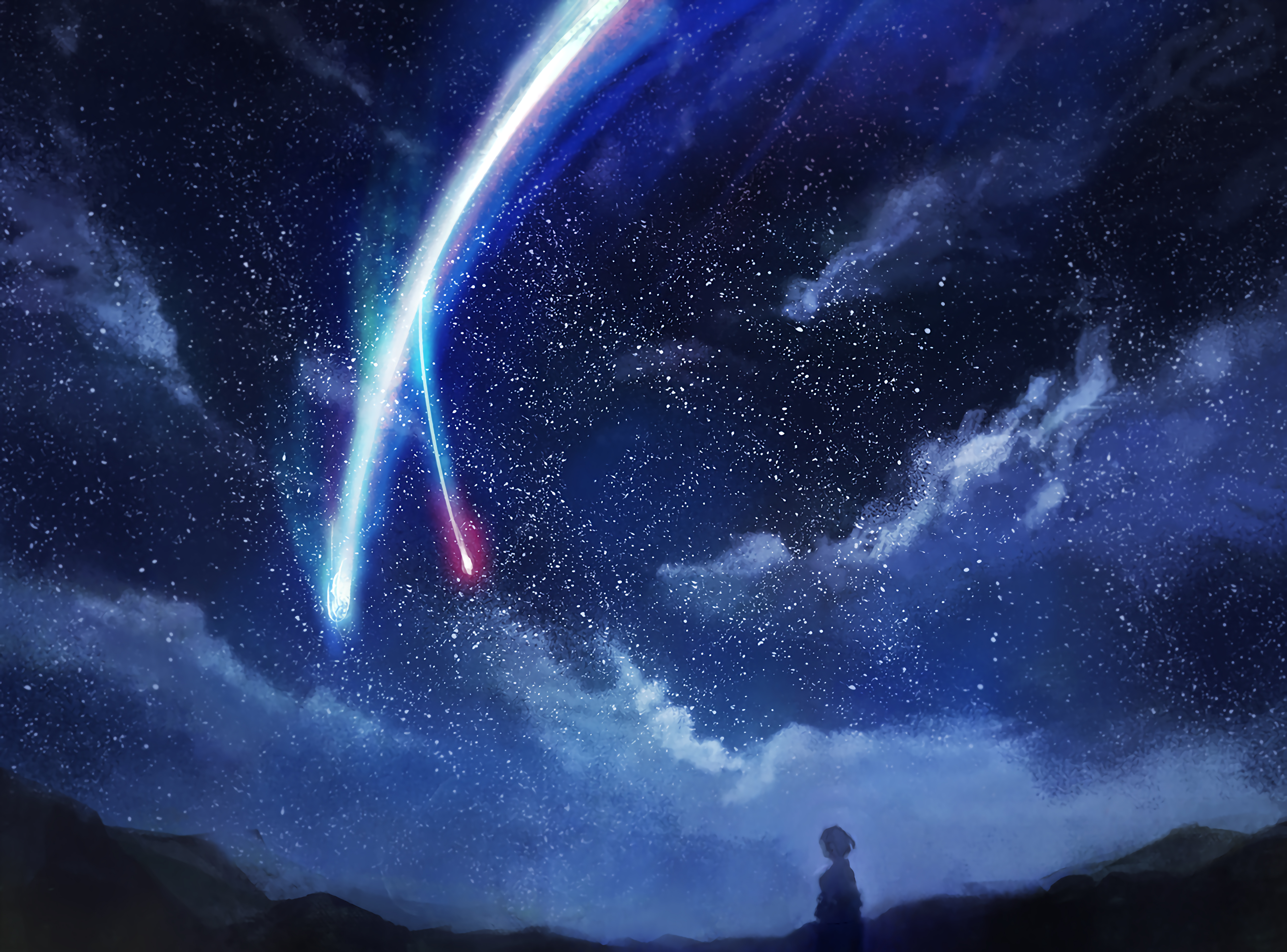 美丽的星空下的女孩5K动