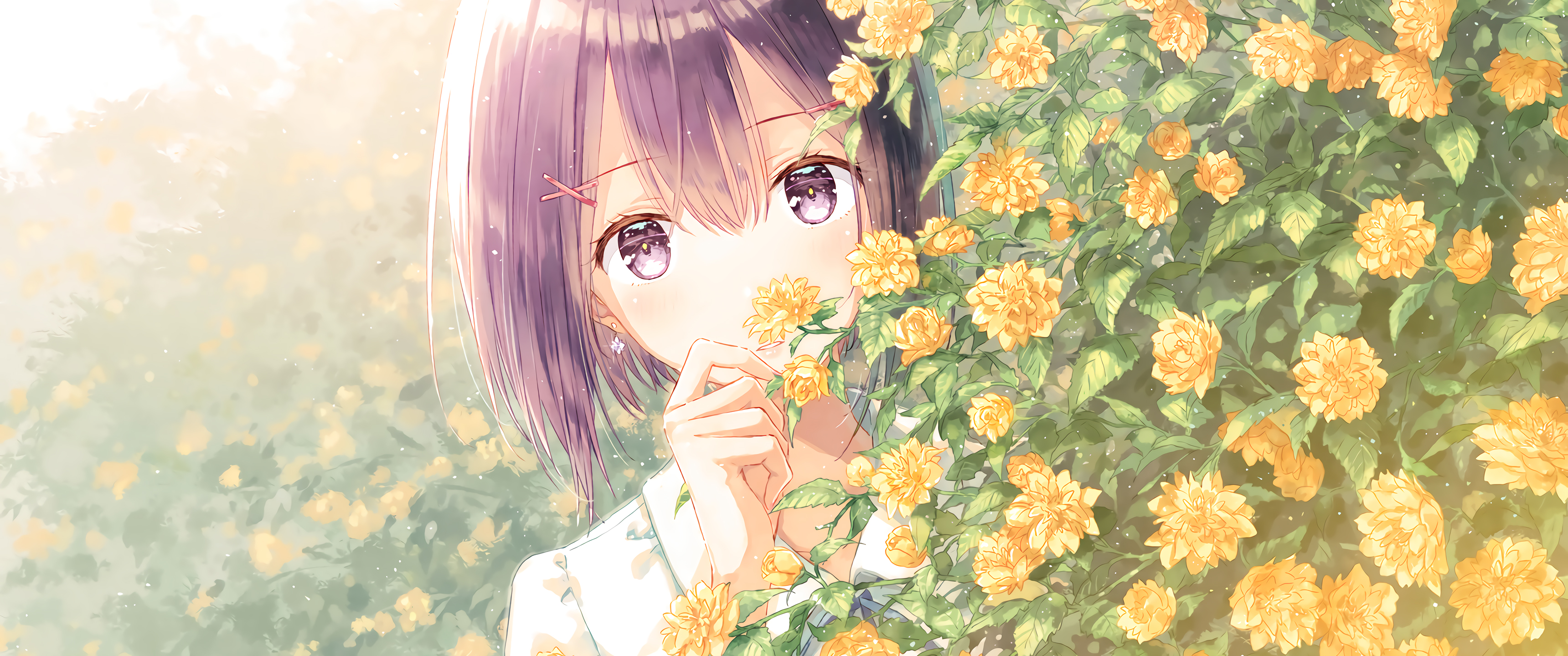 花海女孩唯美动漫3440x1