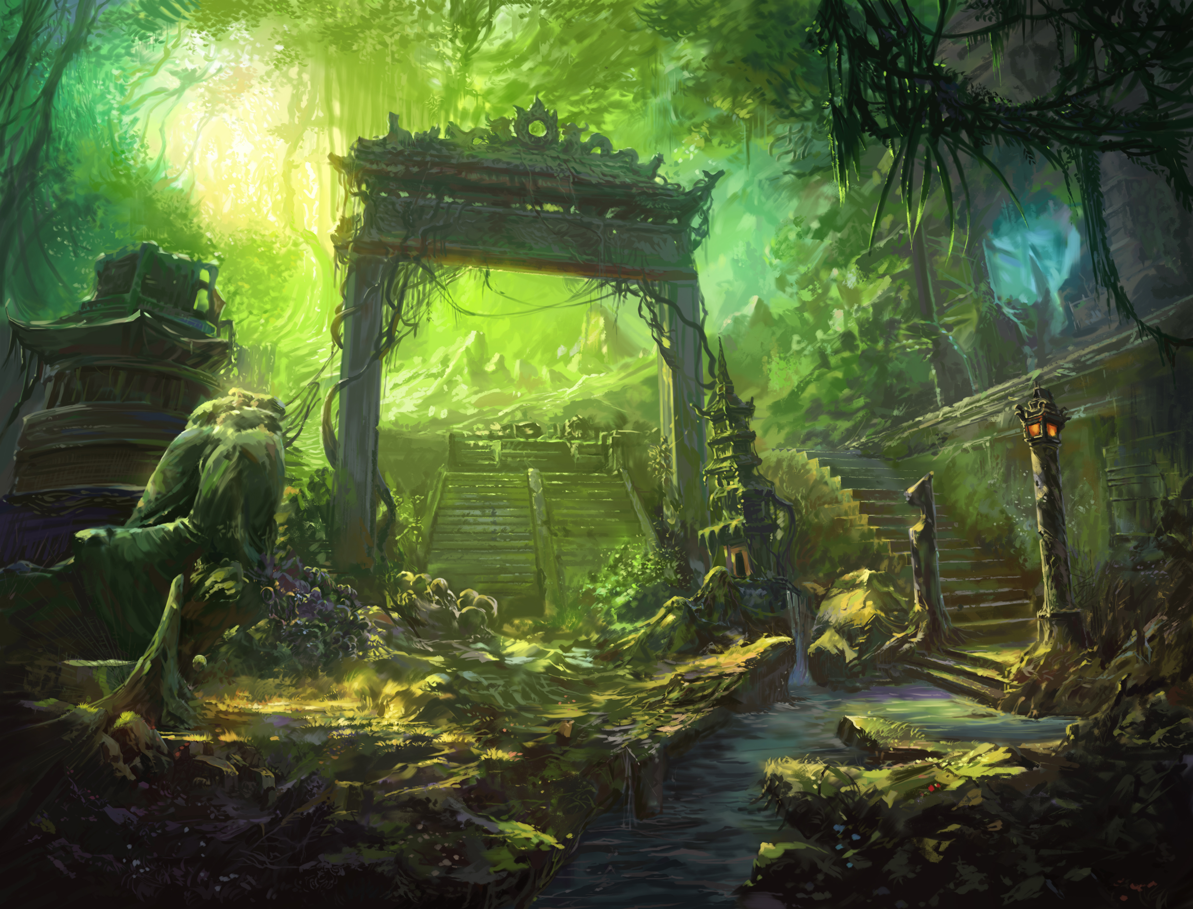 遺跡动漫风景4k壁纸
