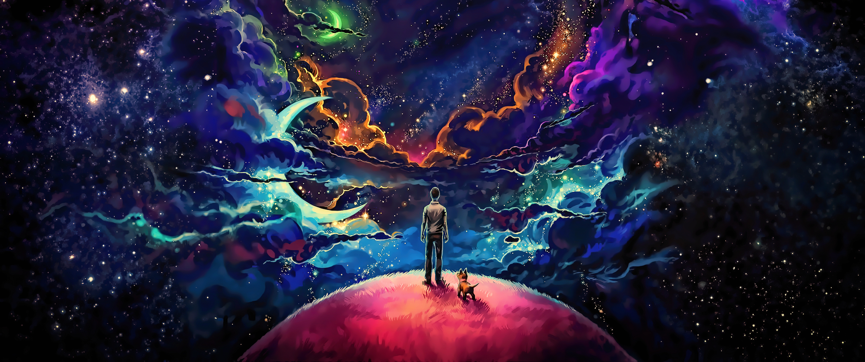 黑暗星空 人 狗 幻想艺