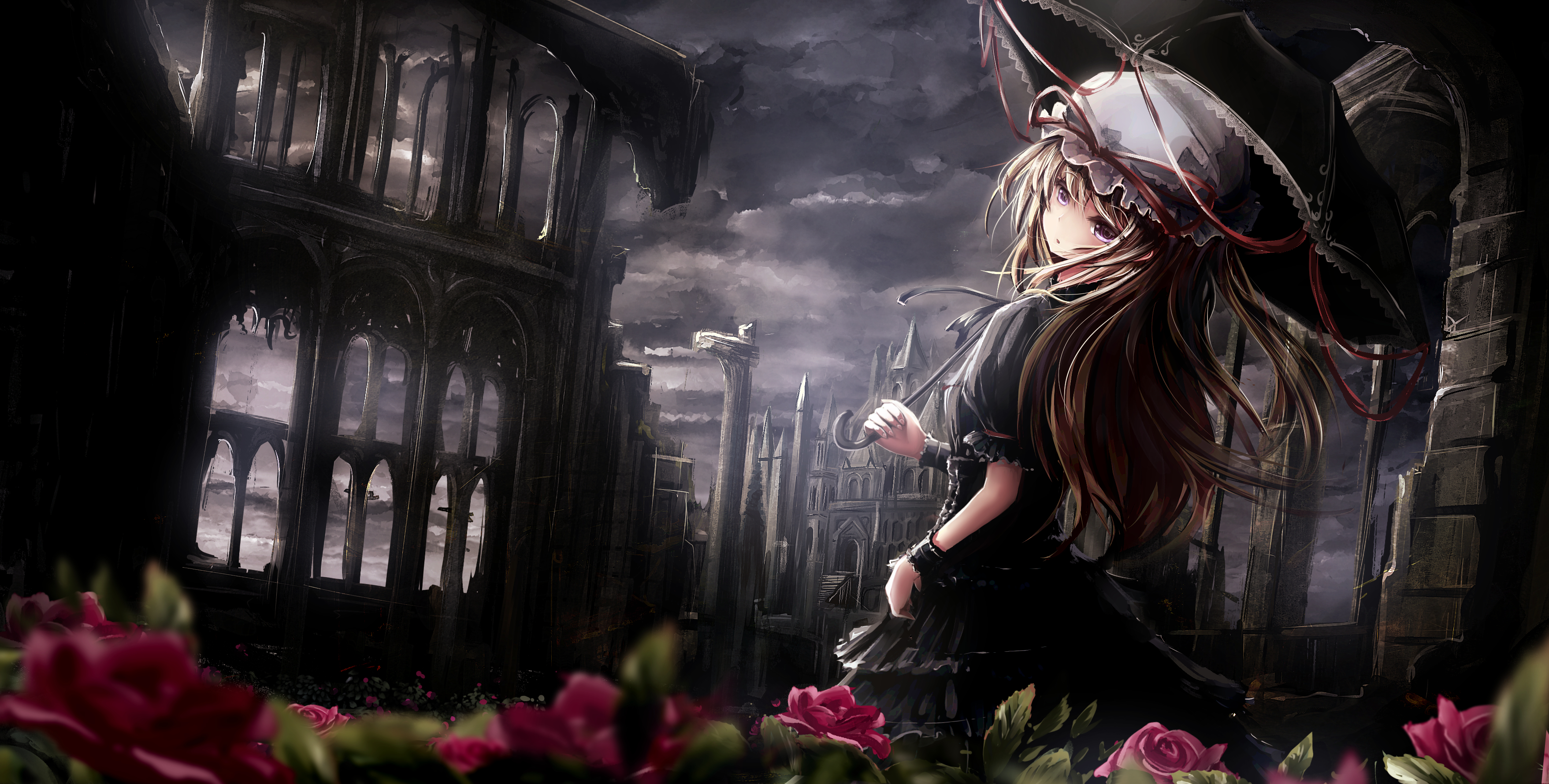 黑白城市鲜花少女 necor