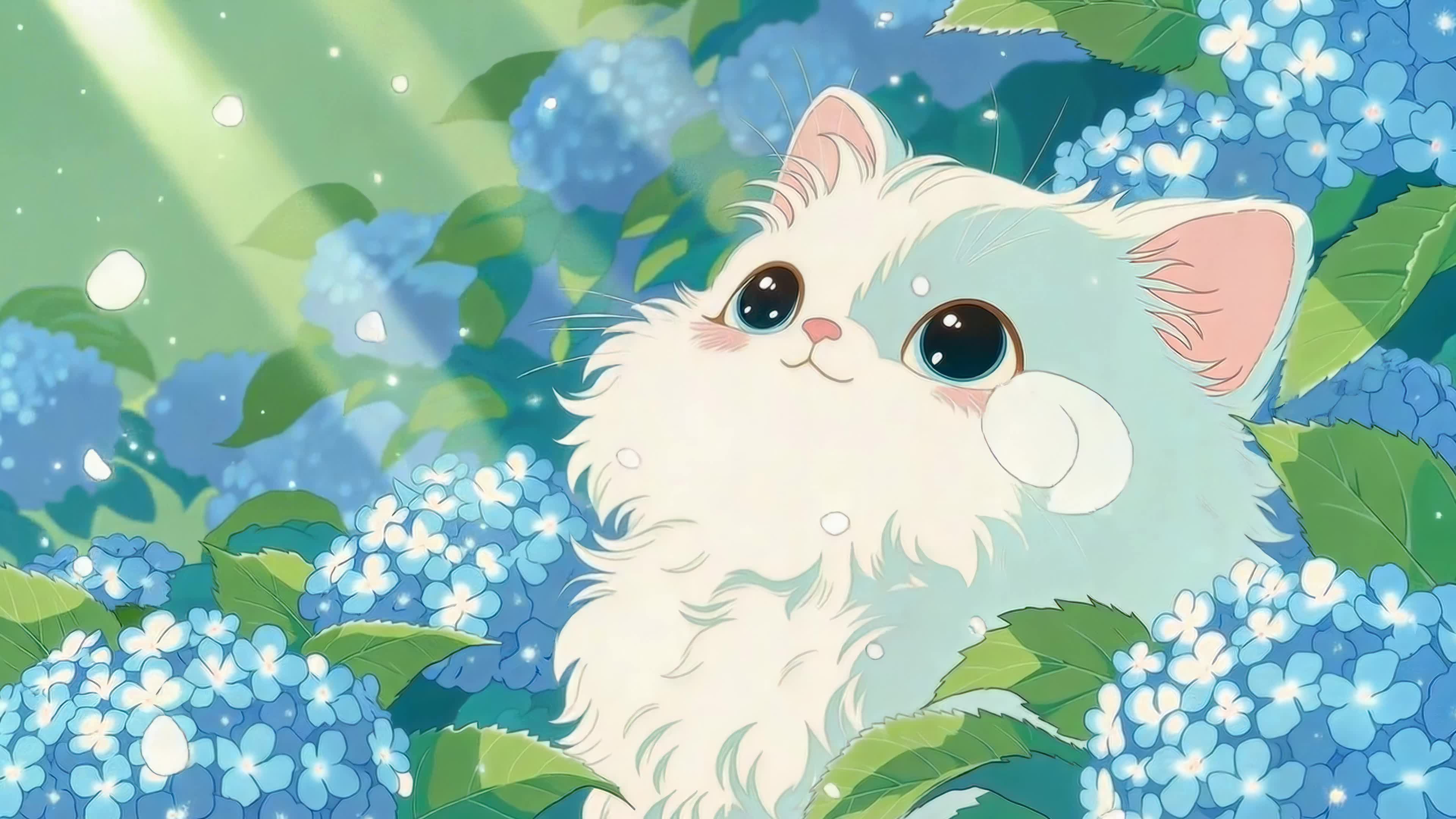 花丛中的软萌小猫咪