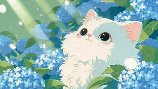 花丛中的软萌小猫咪