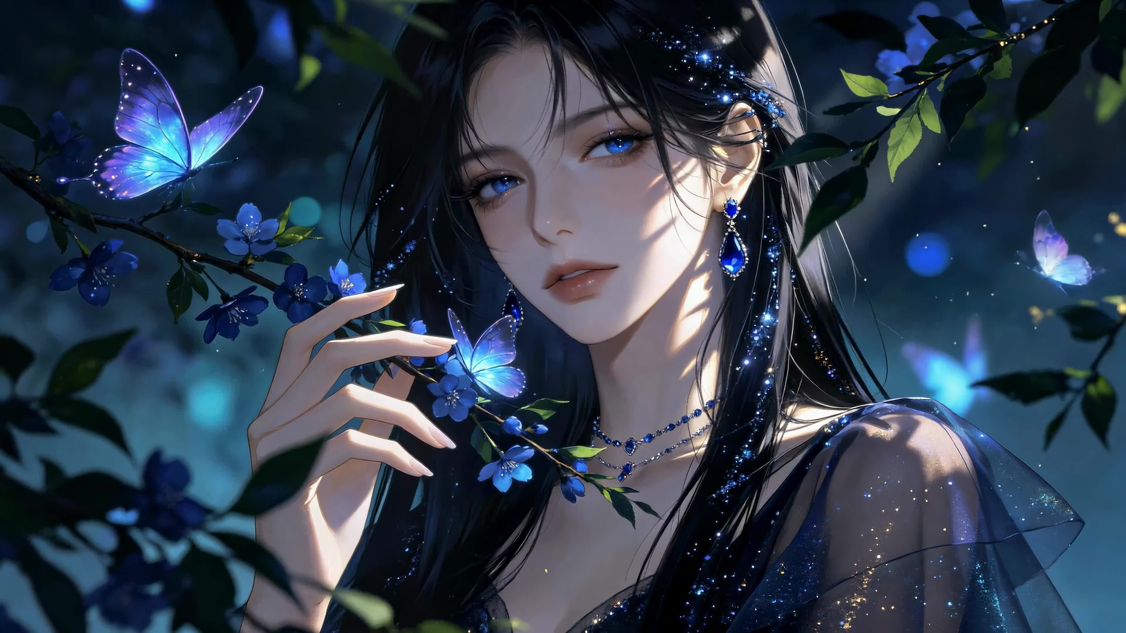 幽蓝夜蝶少女