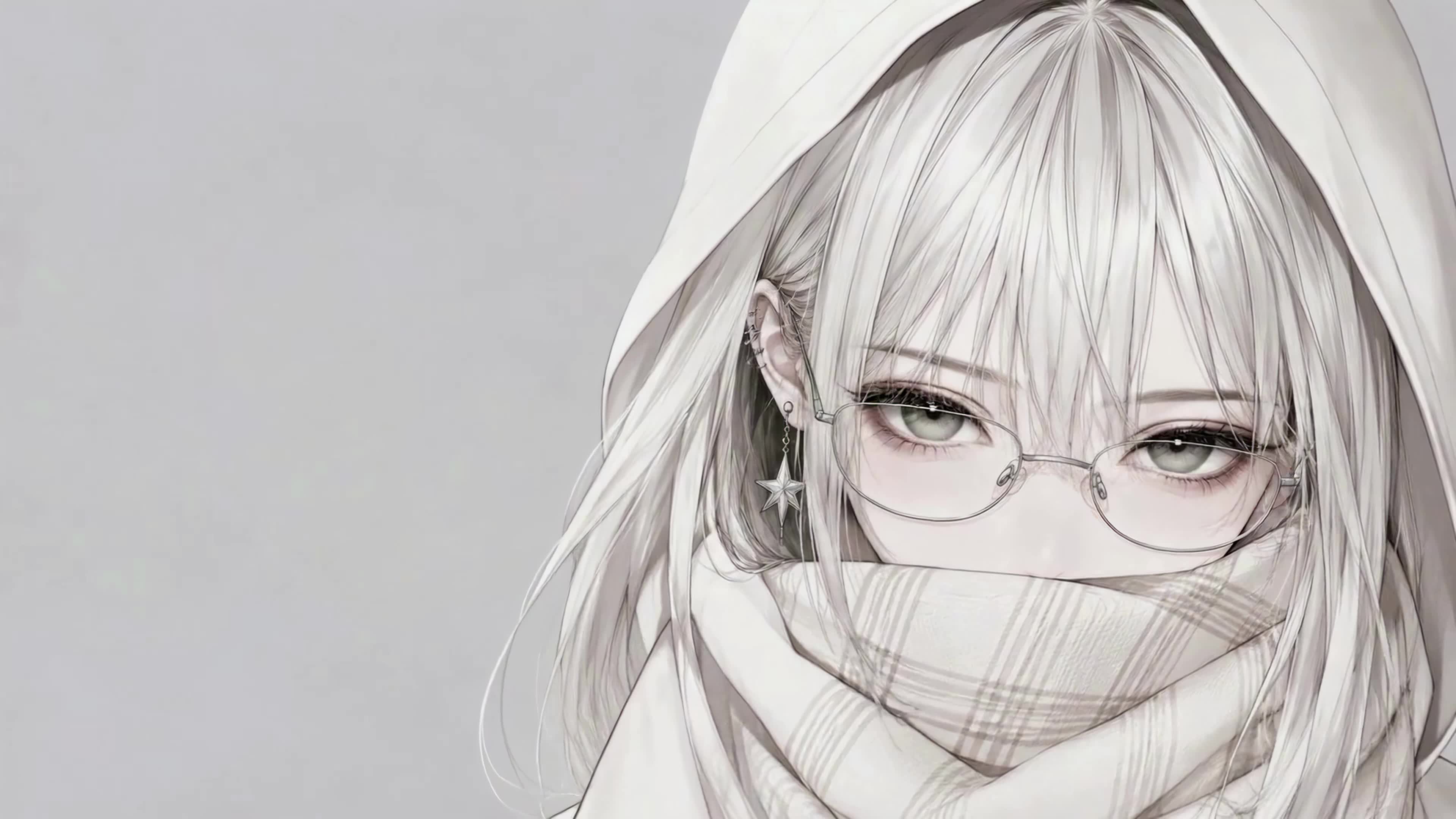 清冷银发少女