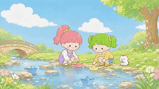 春日溪边放纸船