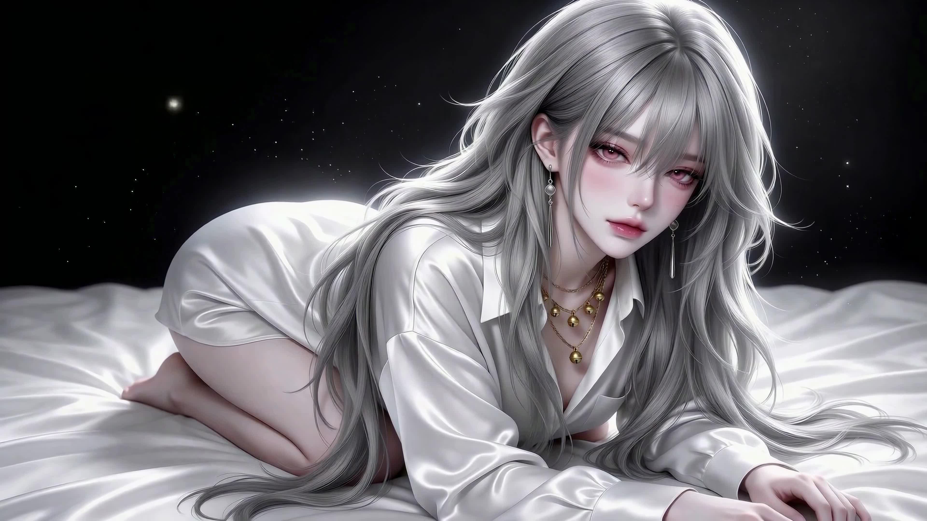 暗夜银发柔美少女