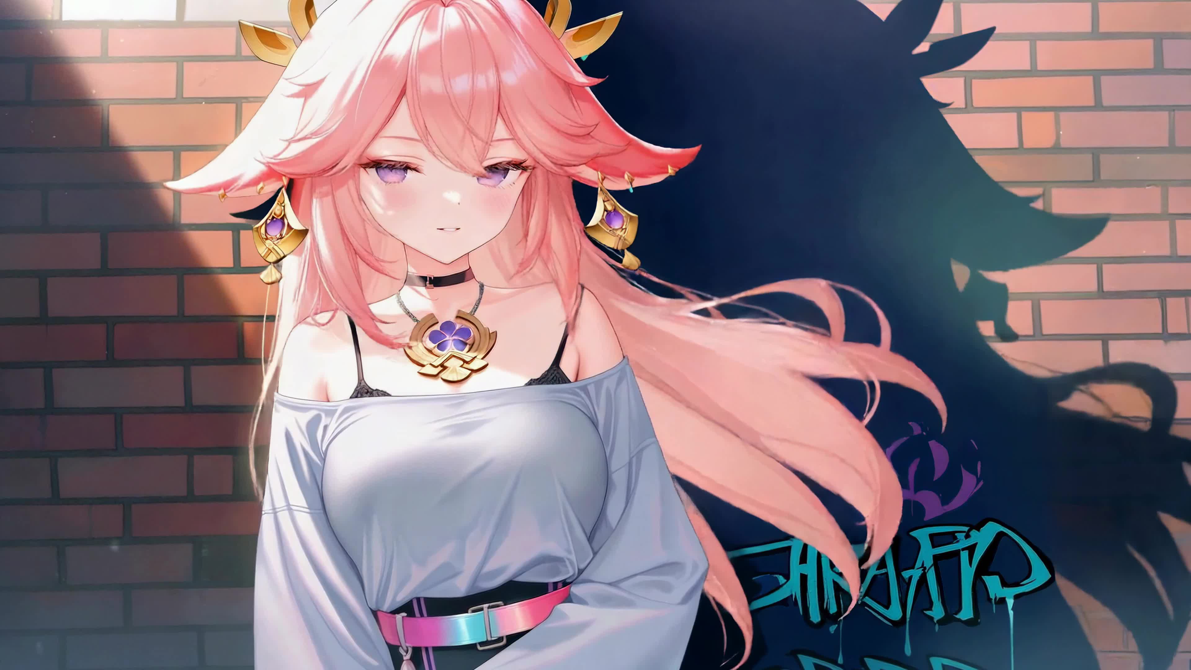 粉发狐耳温柔少女