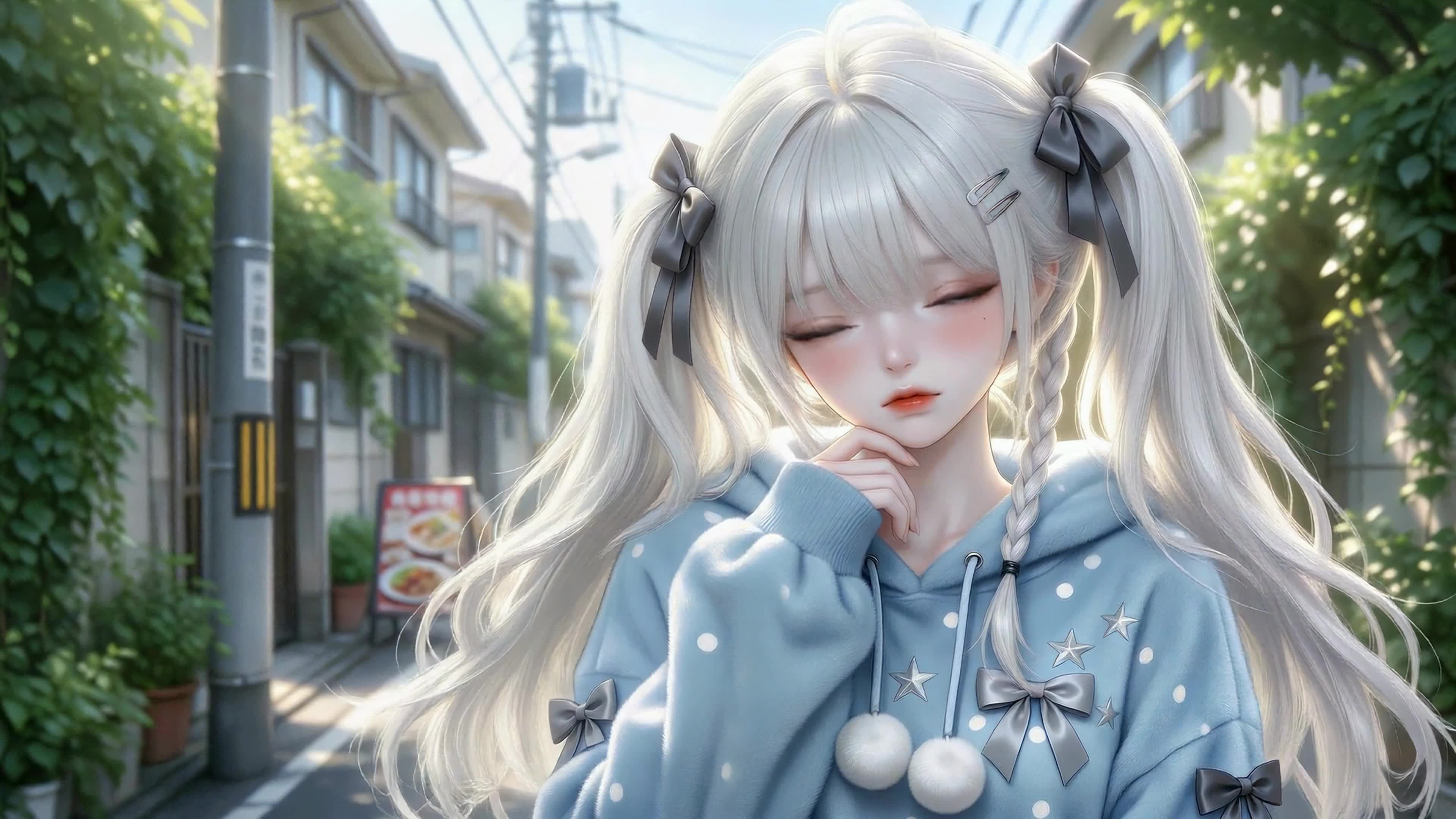 街角银发少女