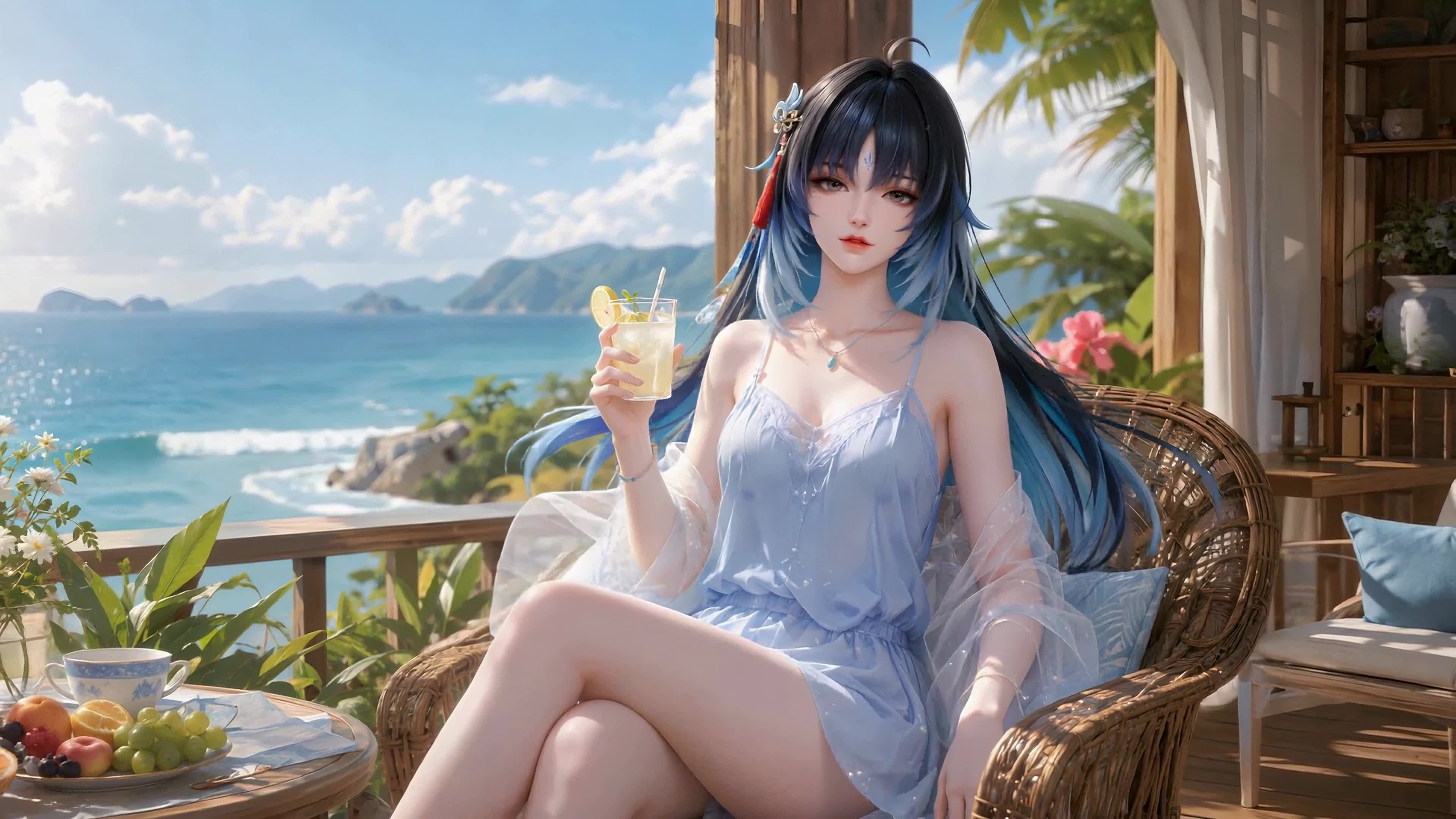 海边假日休闲鸣潮少女