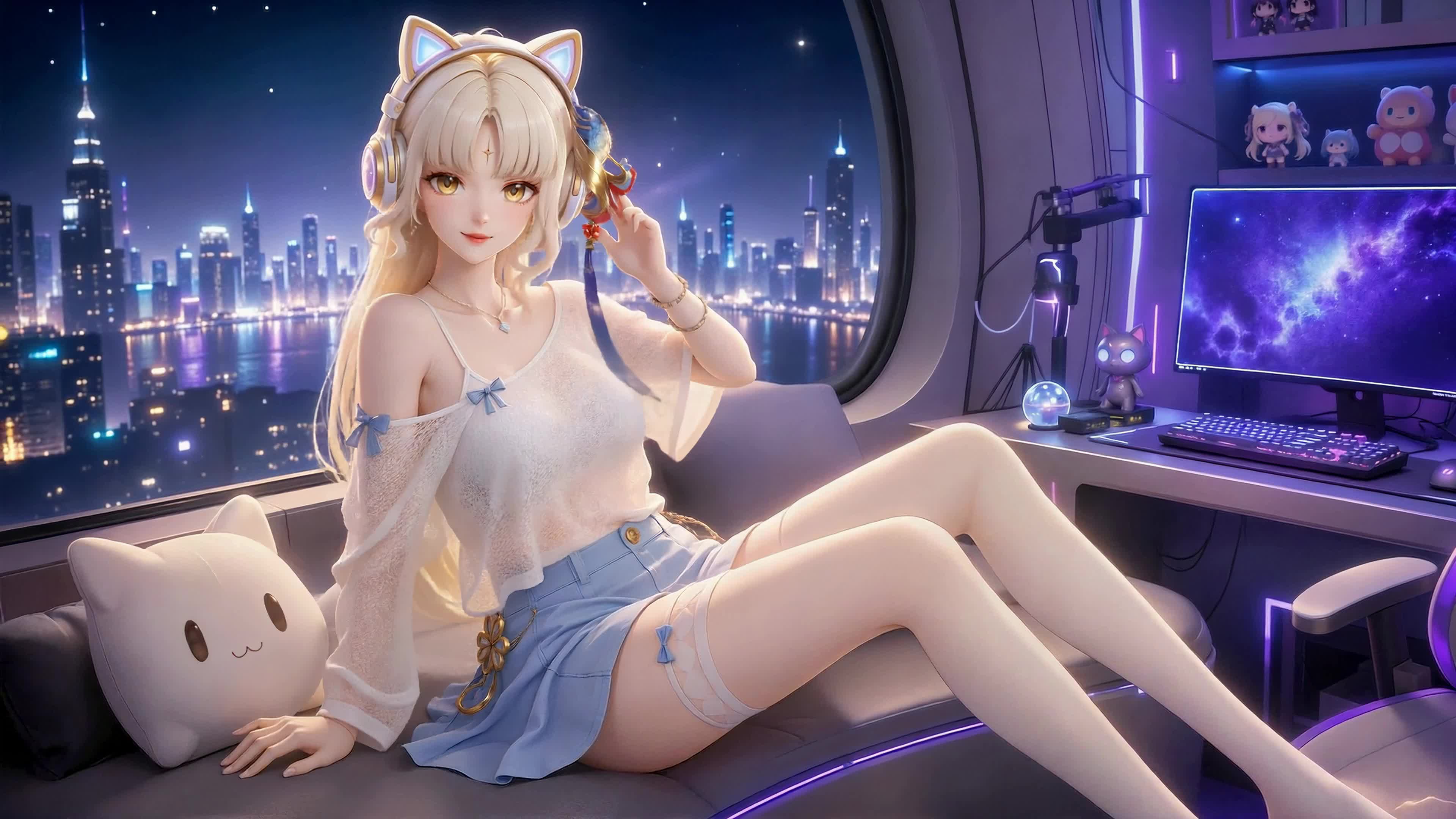 紫调电竞房猫耳少女穗穗