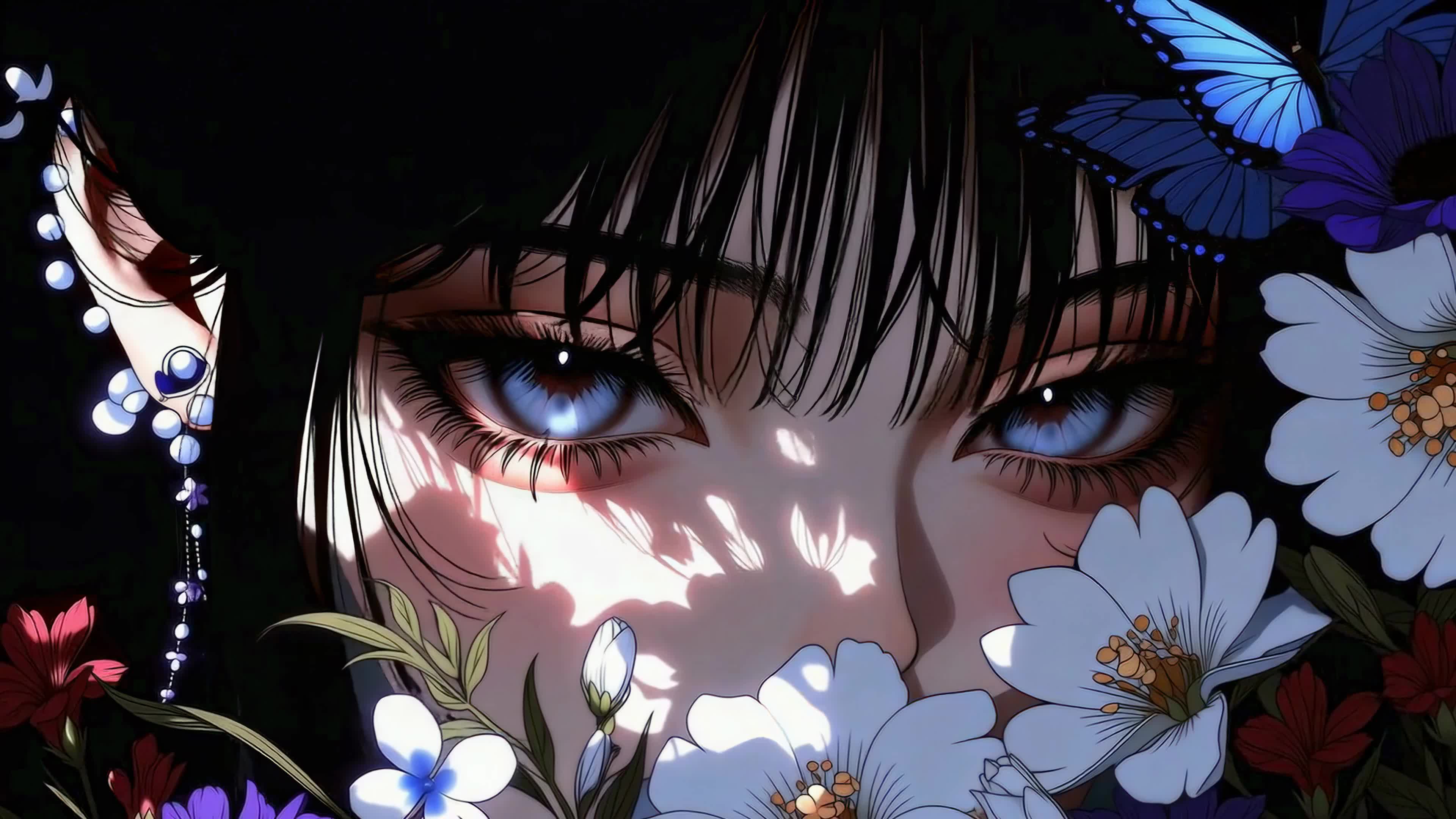 花间蓝眸少女