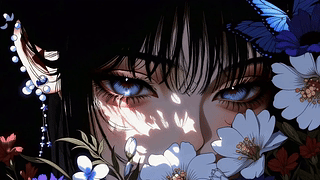 花间蓝眸少女