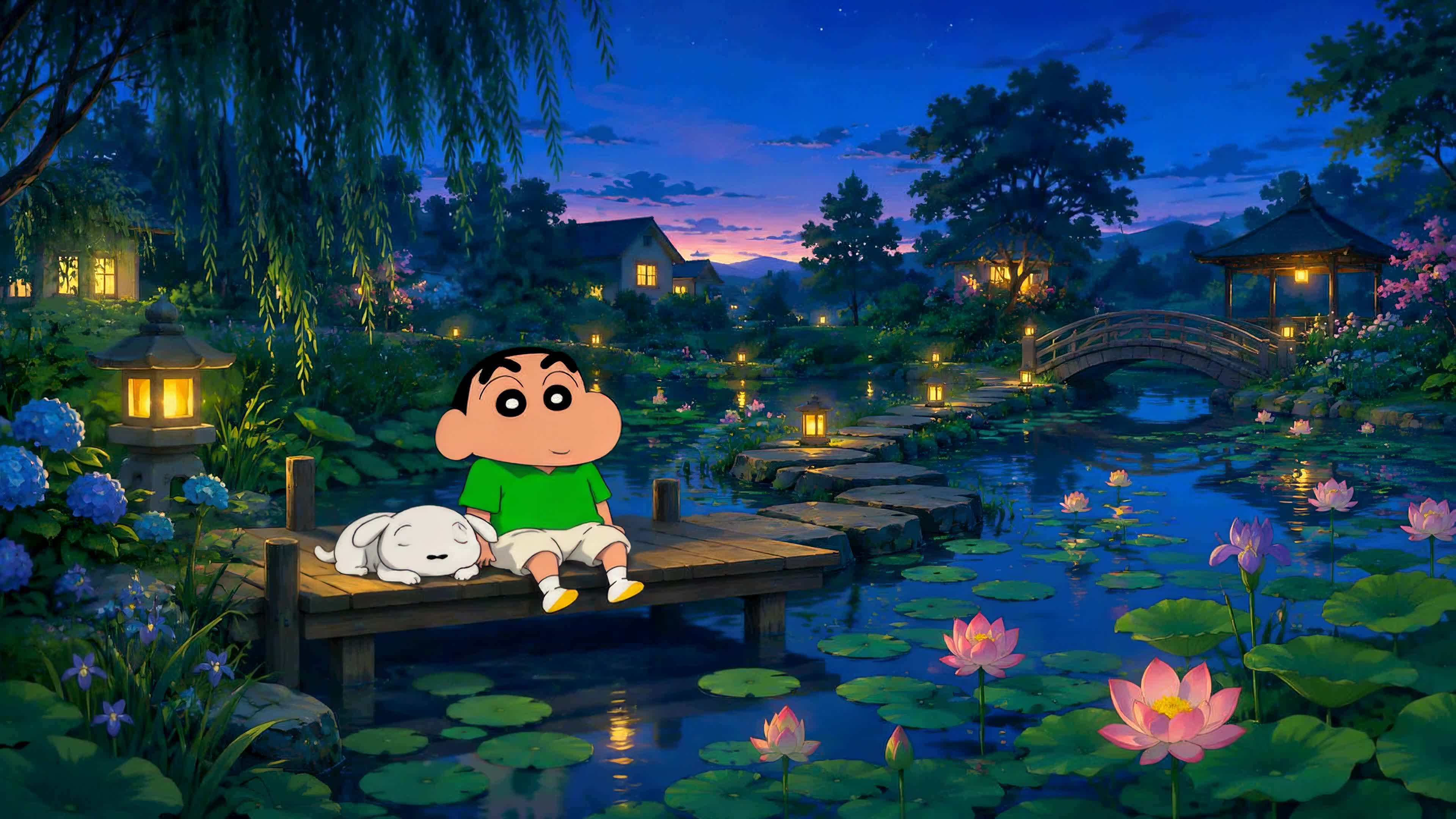 荷塘夏夜闲坐蜡笔小新